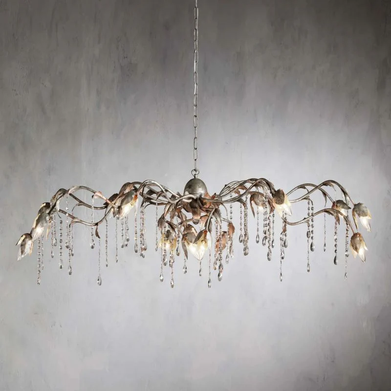Gothic Viticci Rectangular Chandelier 52 " 61" 71"- Silver - Image 4