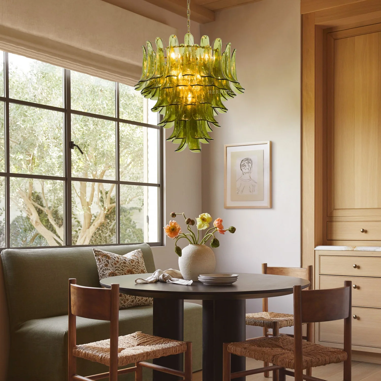 Green Petalo Murano Chandelier - Image 5