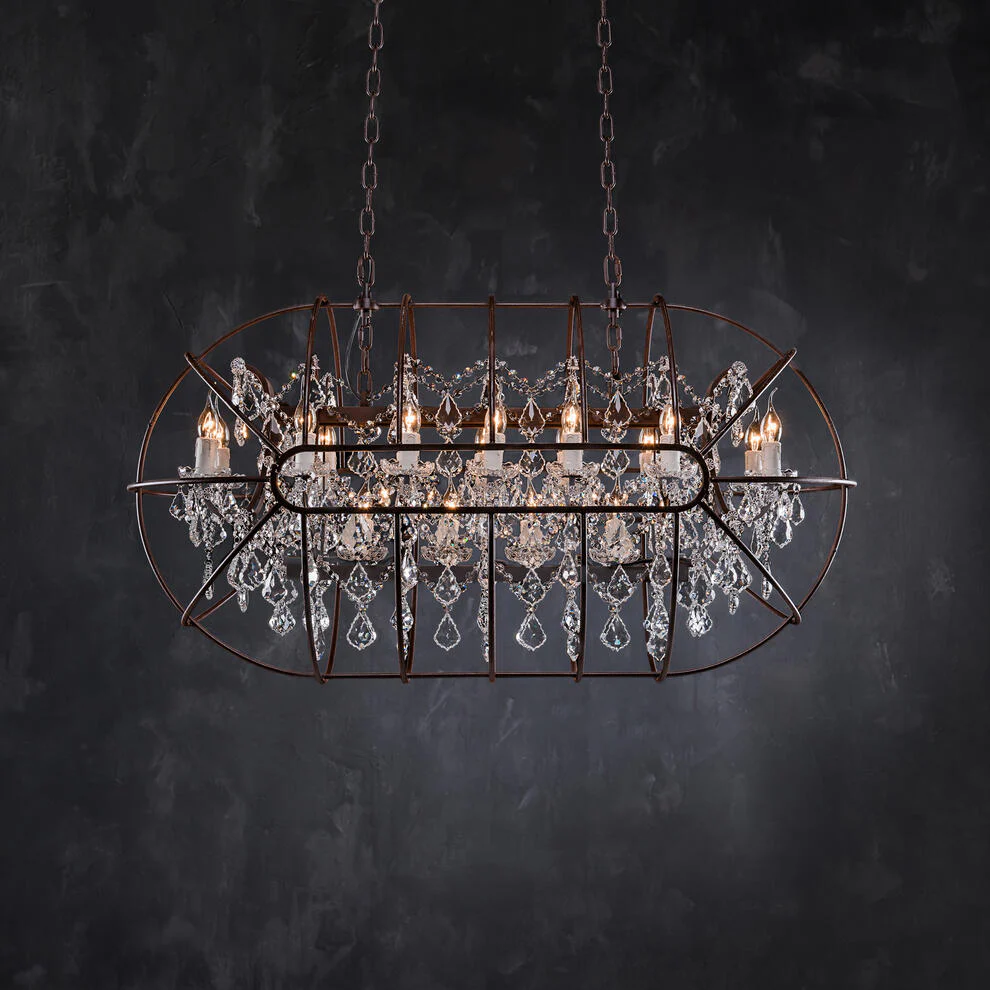 Gyro Crystal Rectangular Chandelier Natural - Image 4