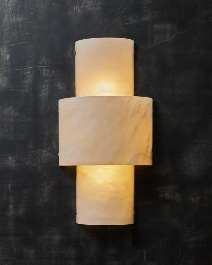 Half Cylinder Alabaster Wall Sconce - Image 2