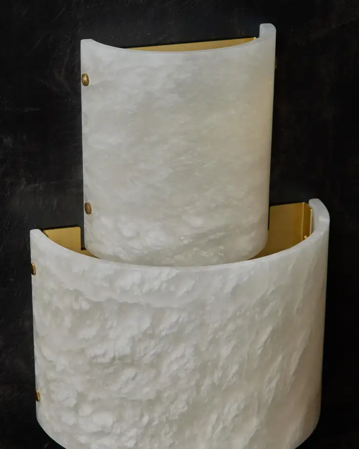 Half Cylinder Alabaster Wall Sconce - Image 6