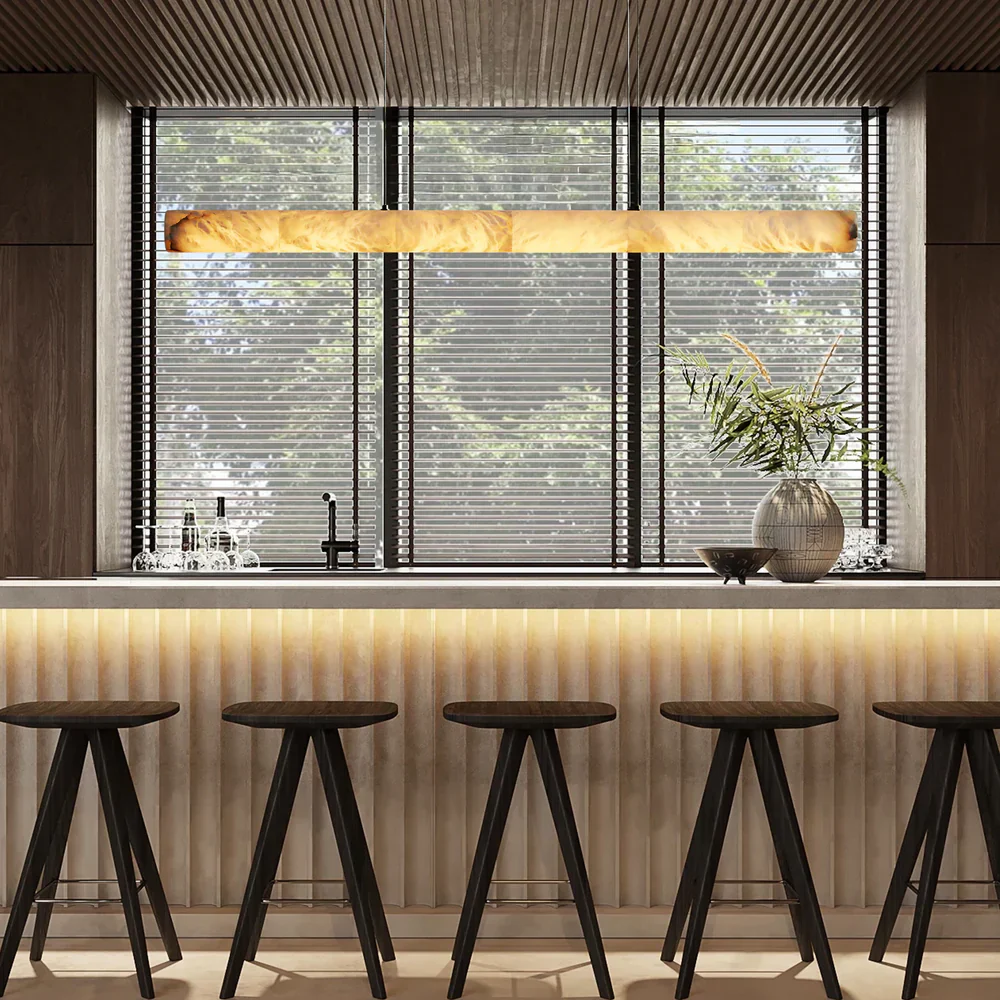 Halima Linear Alabaster LED Chandelier – 64" & 74" Options - Image 2