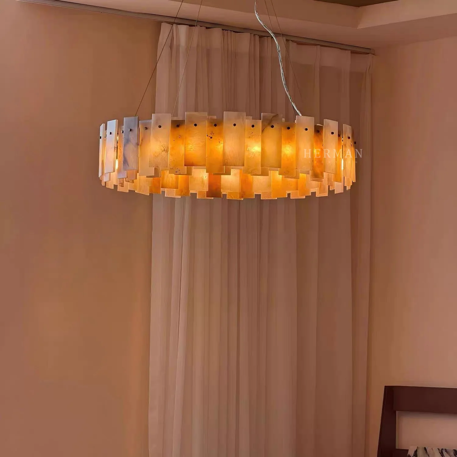 Halo Round Alabaster Chandelier - Image 2