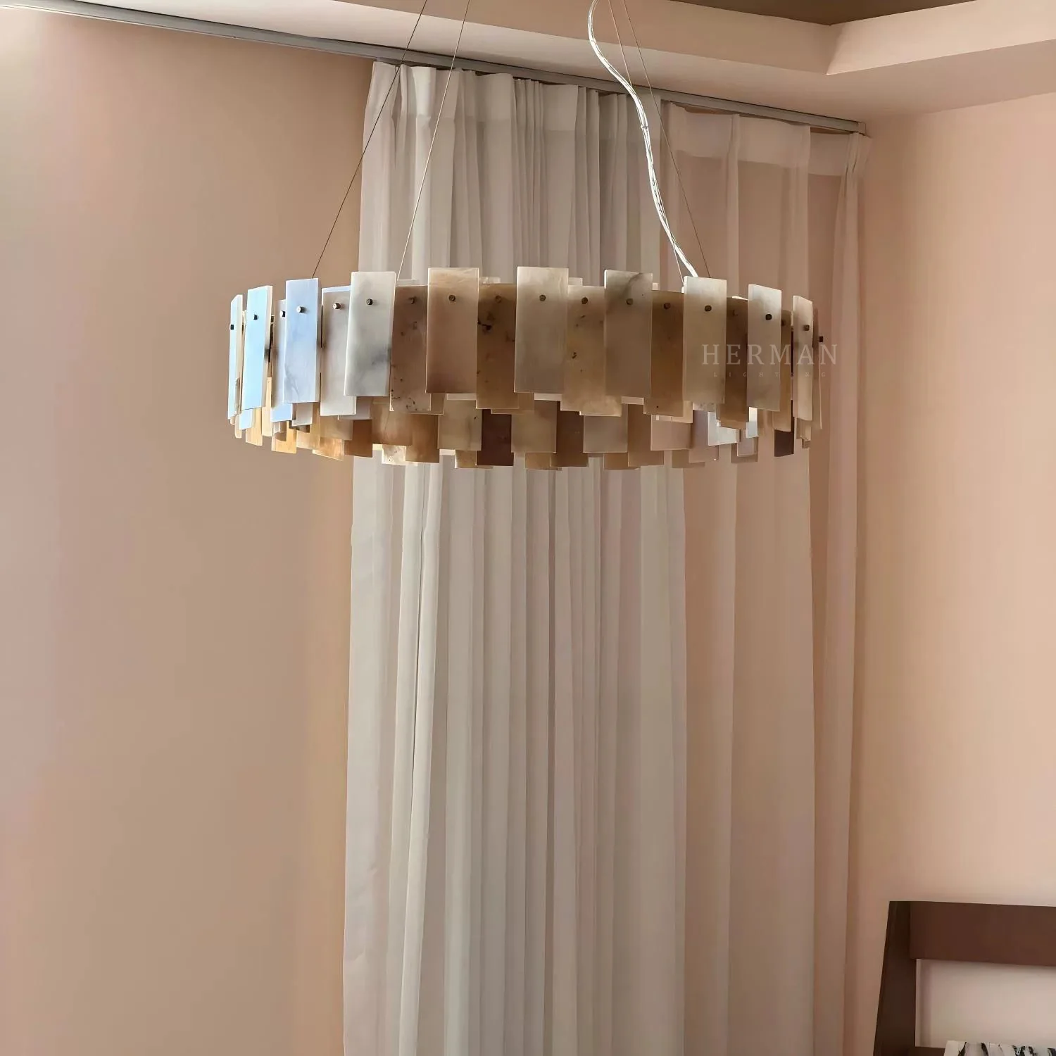 Halo Round Alabaster Chandelier - Image 3
