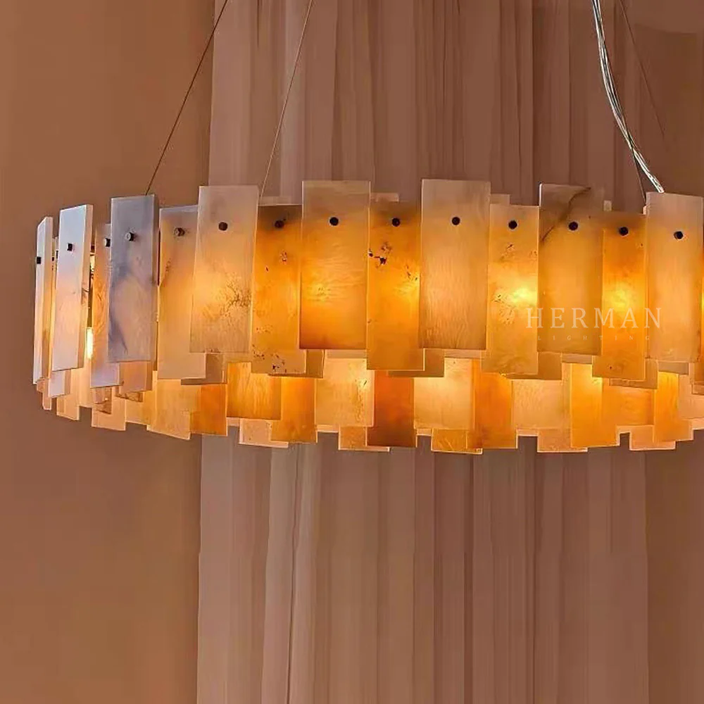 Halo Round Alabaster Chandelier - Image 4