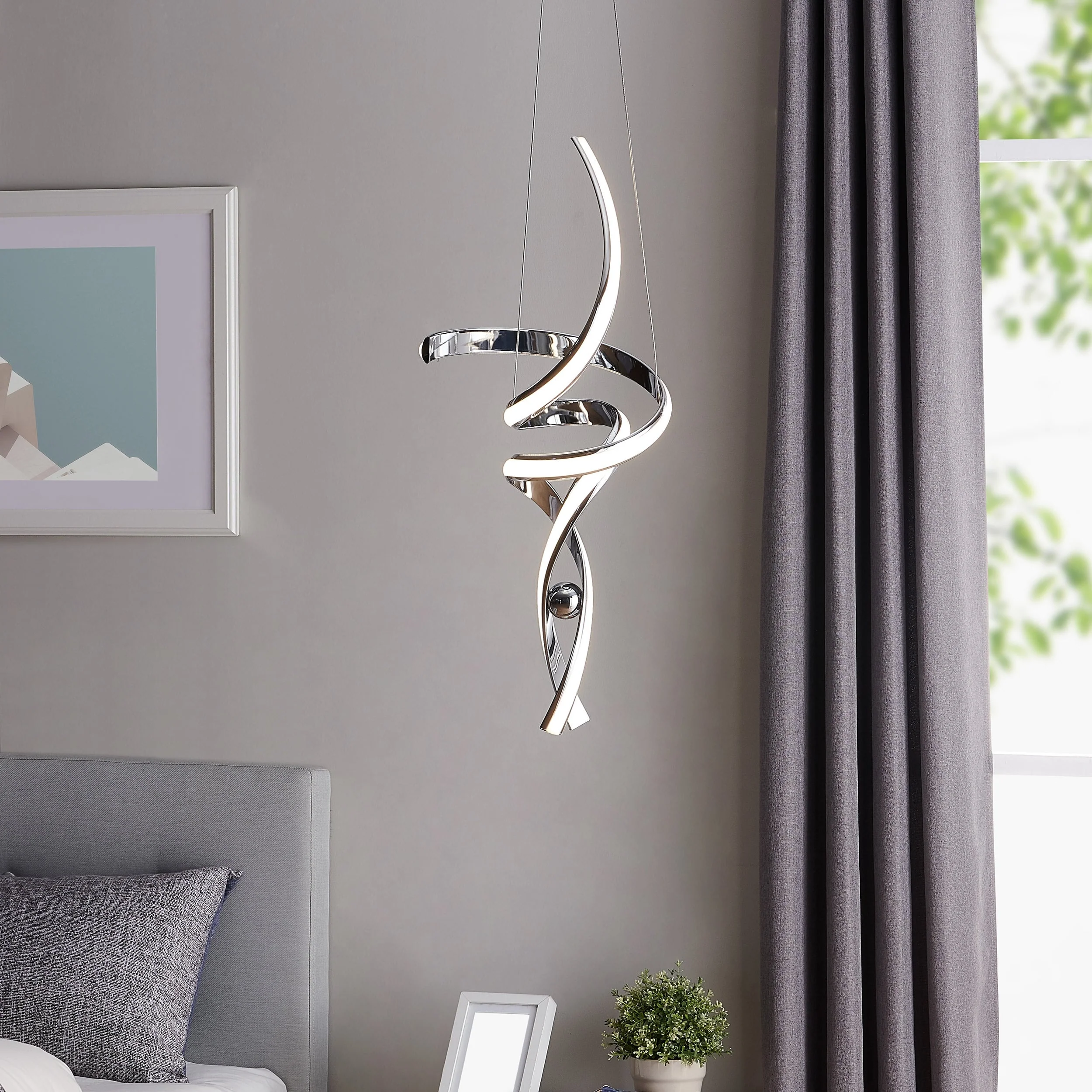 Hamburg Integrated LED Pendant - Chrome - Dimmable - Image 2