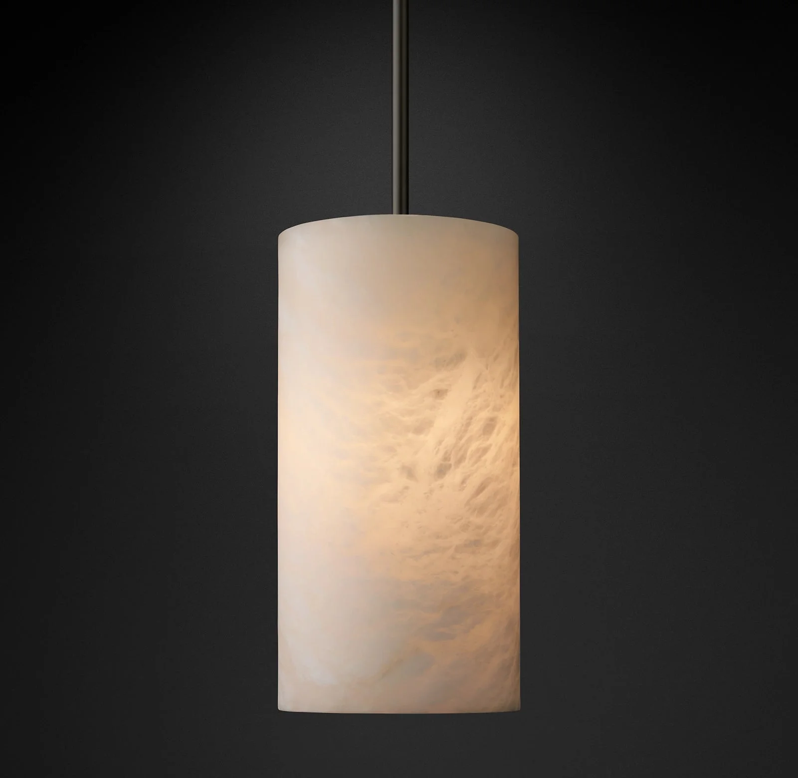 Hand Carved Alabaster Cylinder Pendant Light - Image 21
