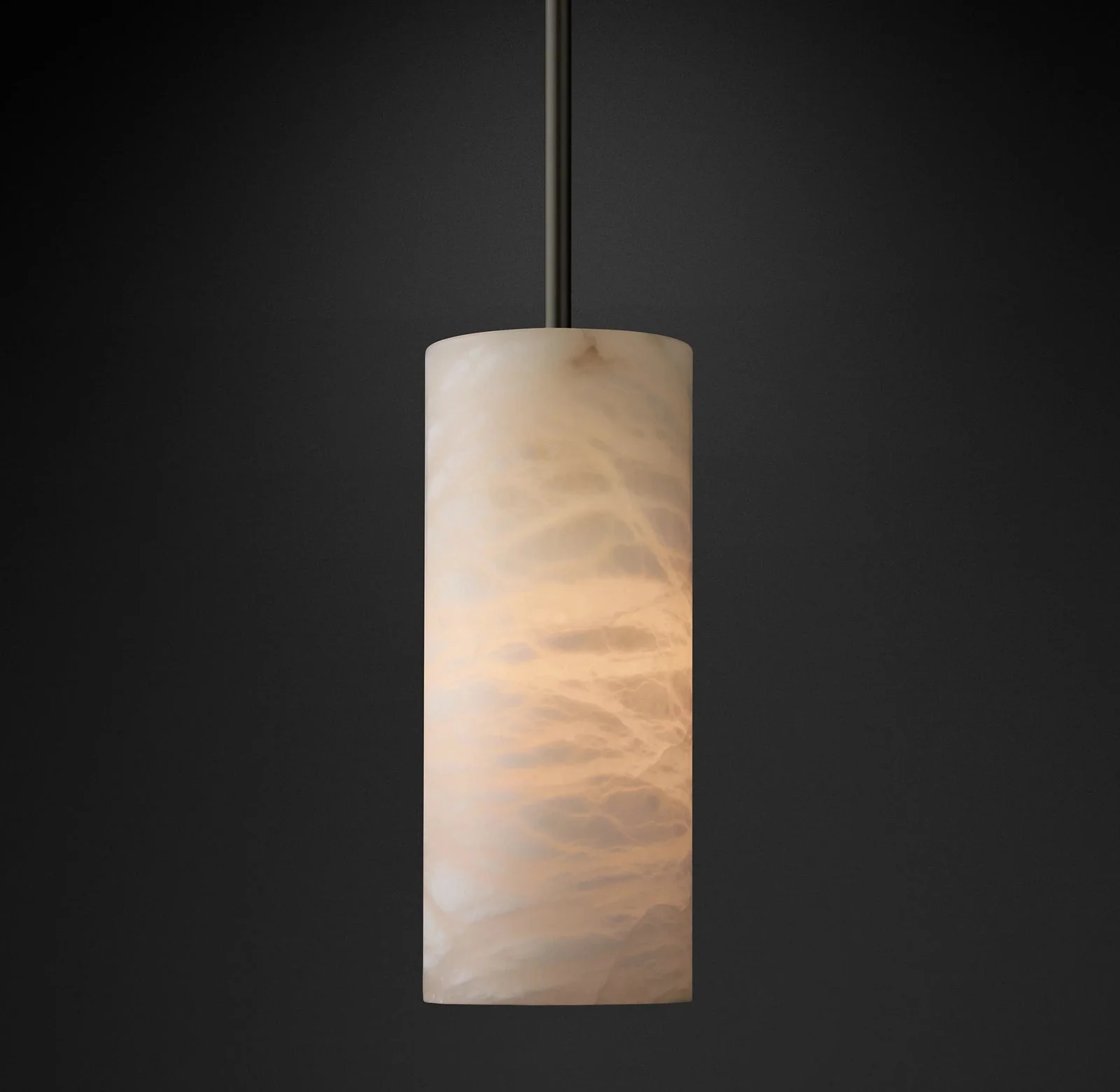 Hand Carved Alabaster Cylinder Pendant Light - Image 22