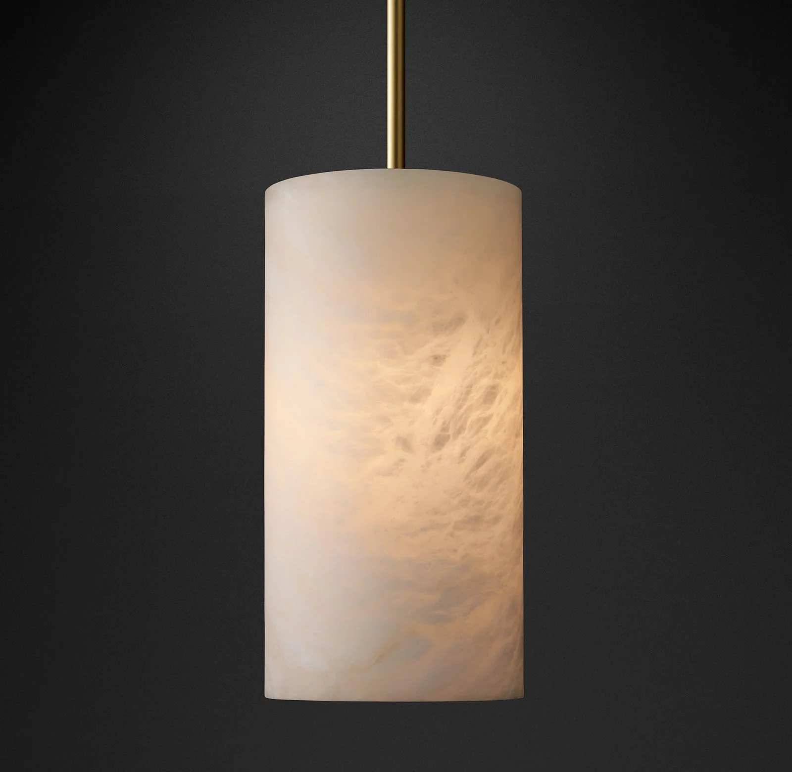 Hand Carved Alabaster Cylinder Pendant Light - Image 24