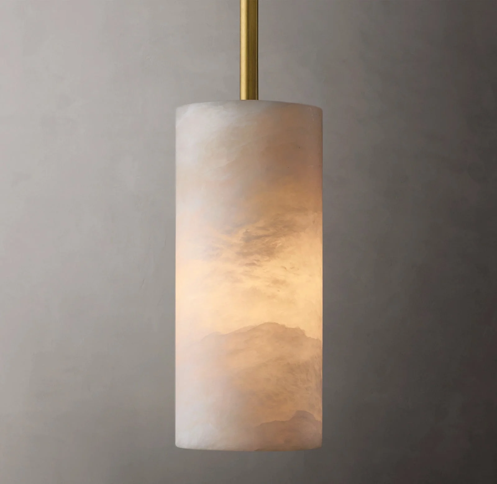 Hand Carved Alabaster Cylinder Pendant Light - Image 27