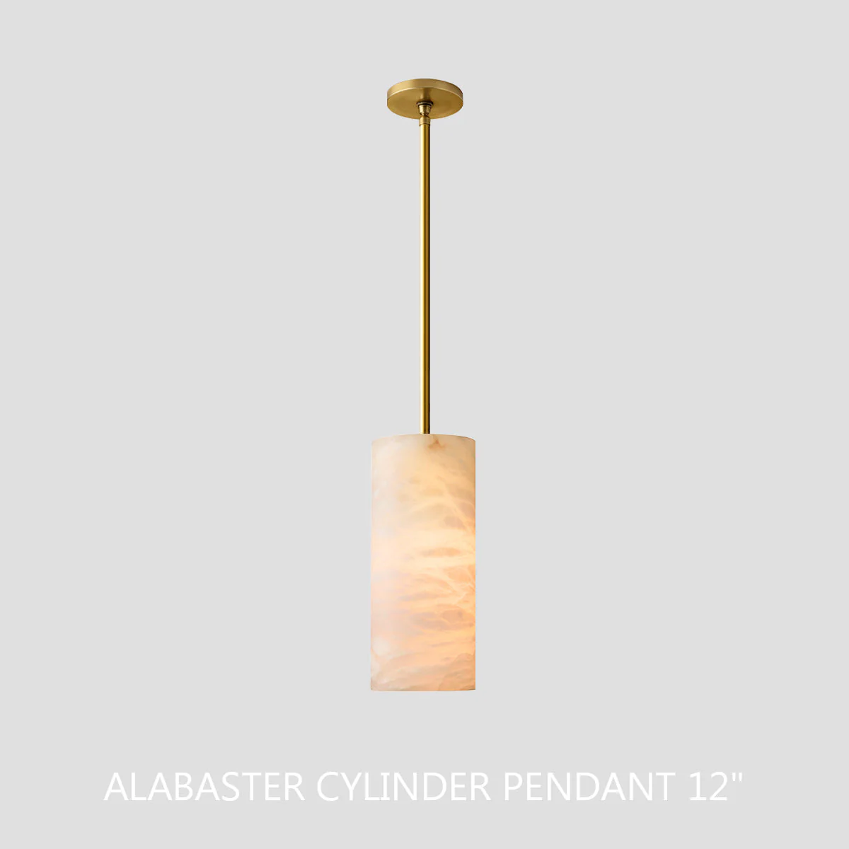 Hand Carved Alabaster Cylinder Pendant Light - Image 28