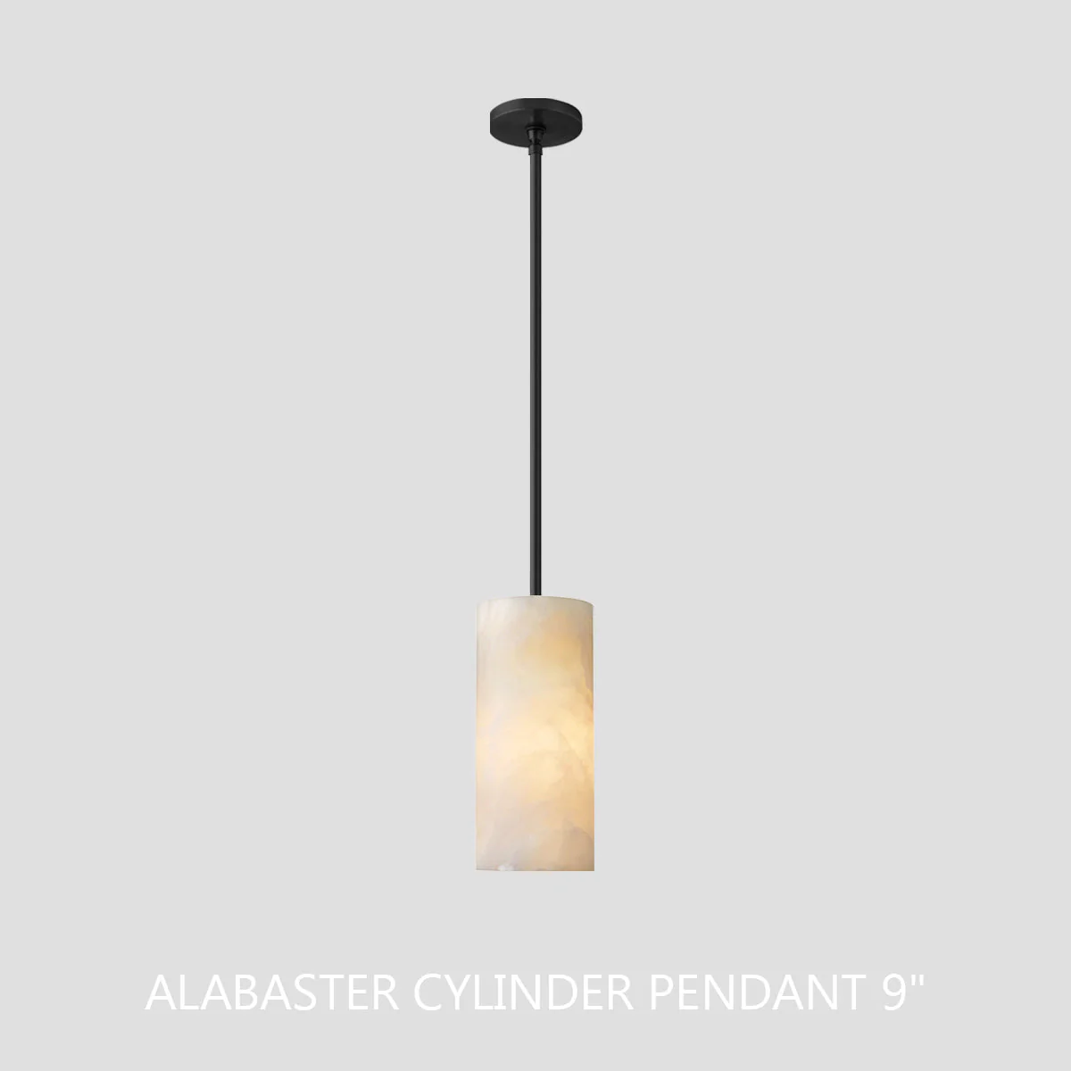 Hand Carved Alabaster Cylinder Pendant Light - Image 29