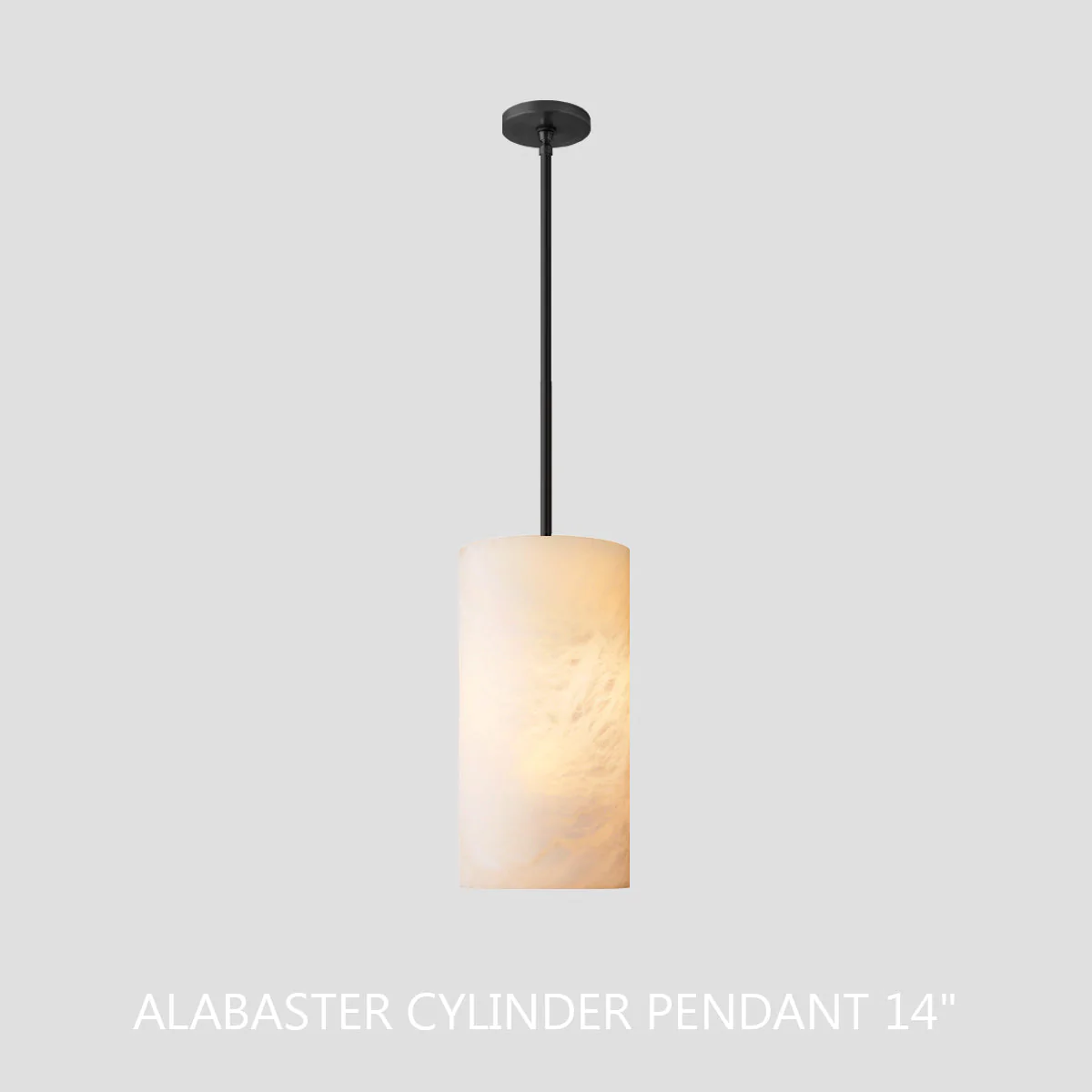 Hand Carved Alabaster Cylinder Pendant Light - Image 30