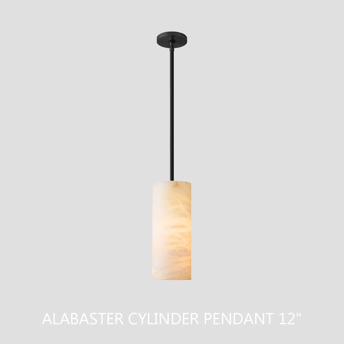 Hand Carved Alabaster Cylinder Pendant Light - Image 32