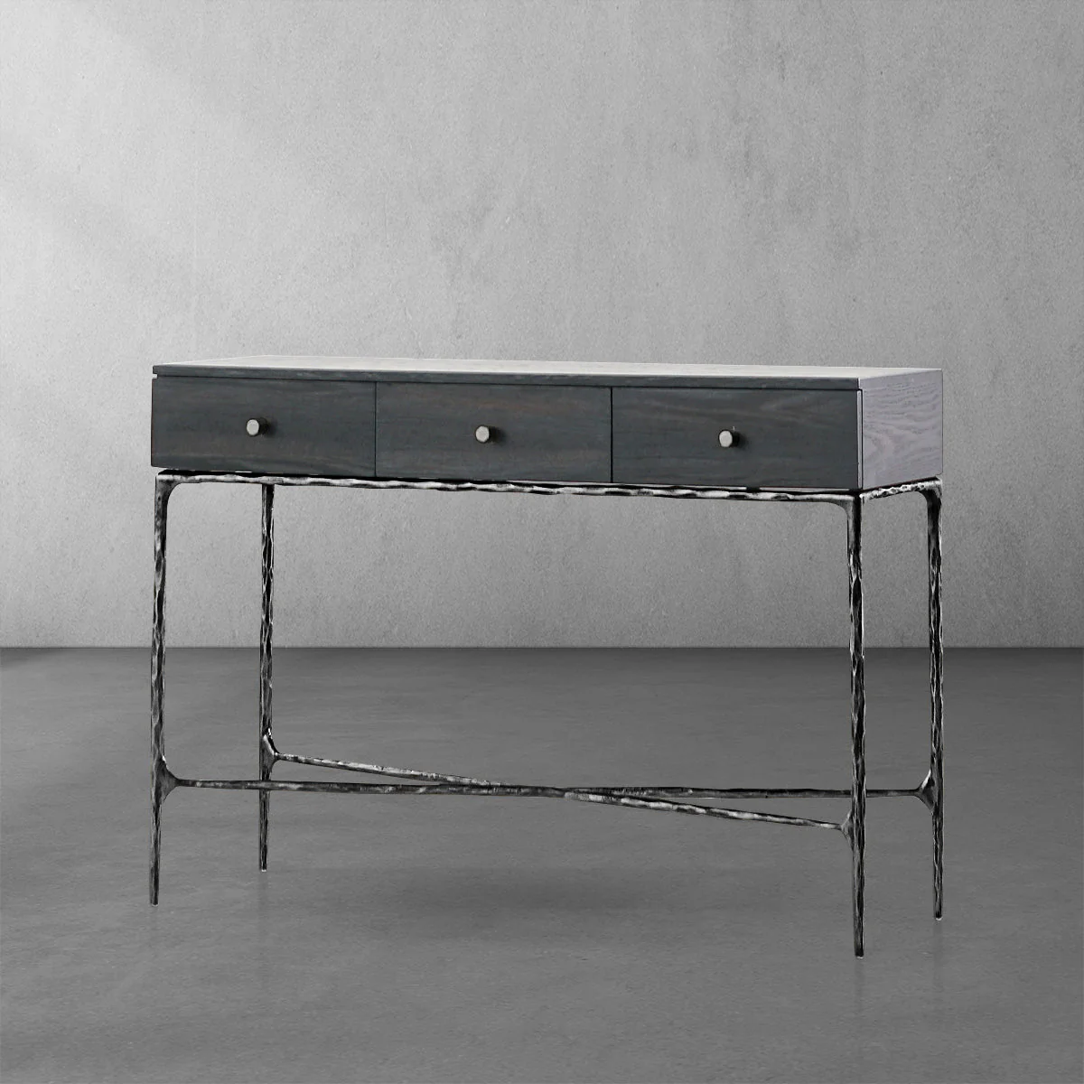 Hand-Forged Metal 3 Drawer Desk - Image 10