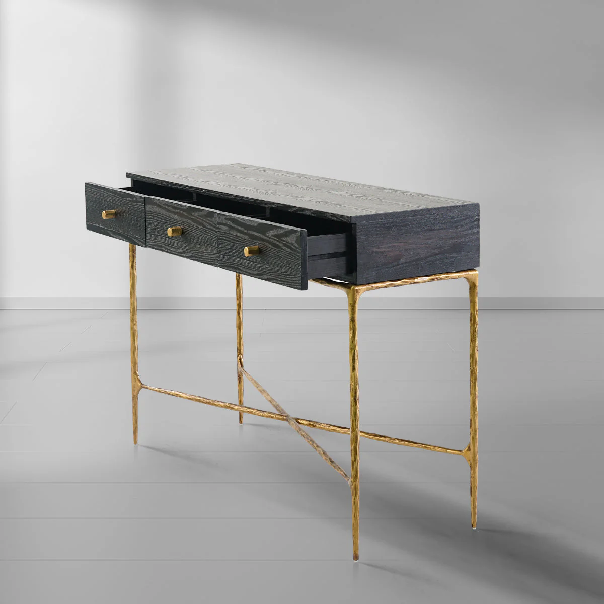 Hand-Forged Metal 3 Drawer Desk - Image 2