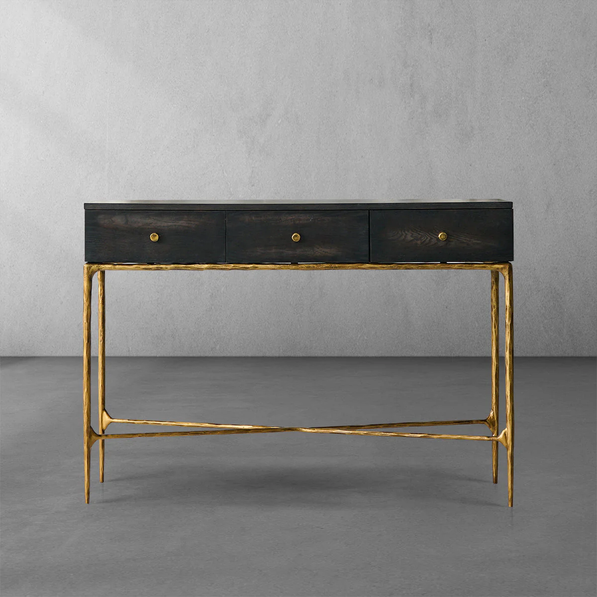 Hand-Forged Metal 3 Drawer Desk - Image 3