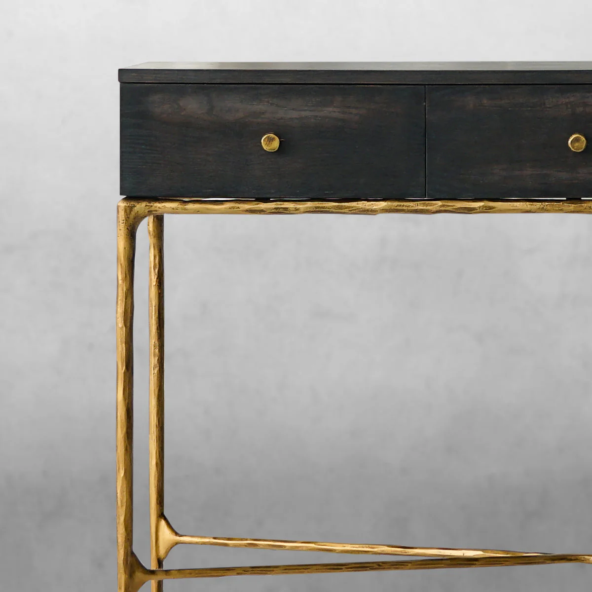 Hand-Forged Metal 3 Drawer Desk - Image 4