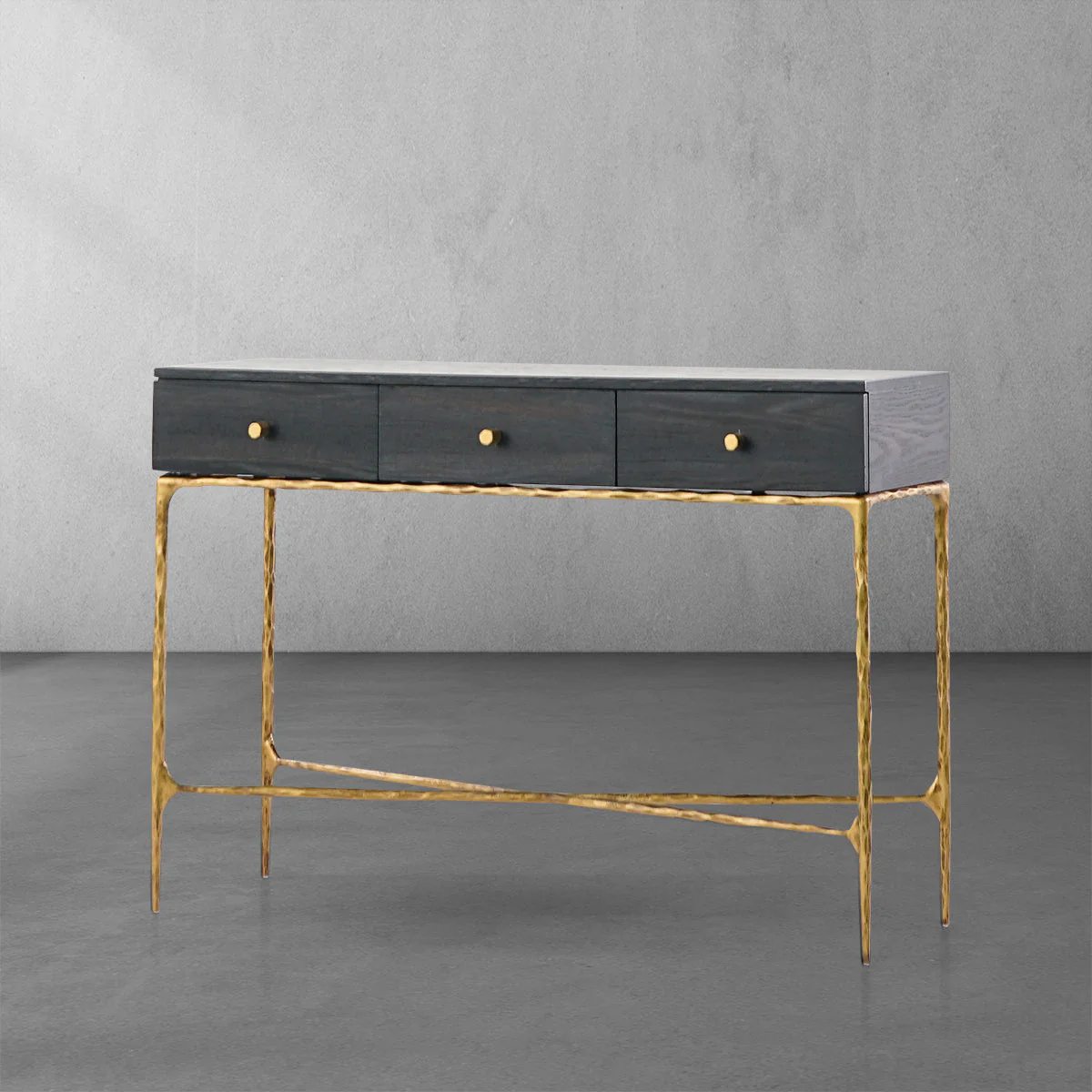 Hand-Forged Metal 3 Drawer Desk - Image 9