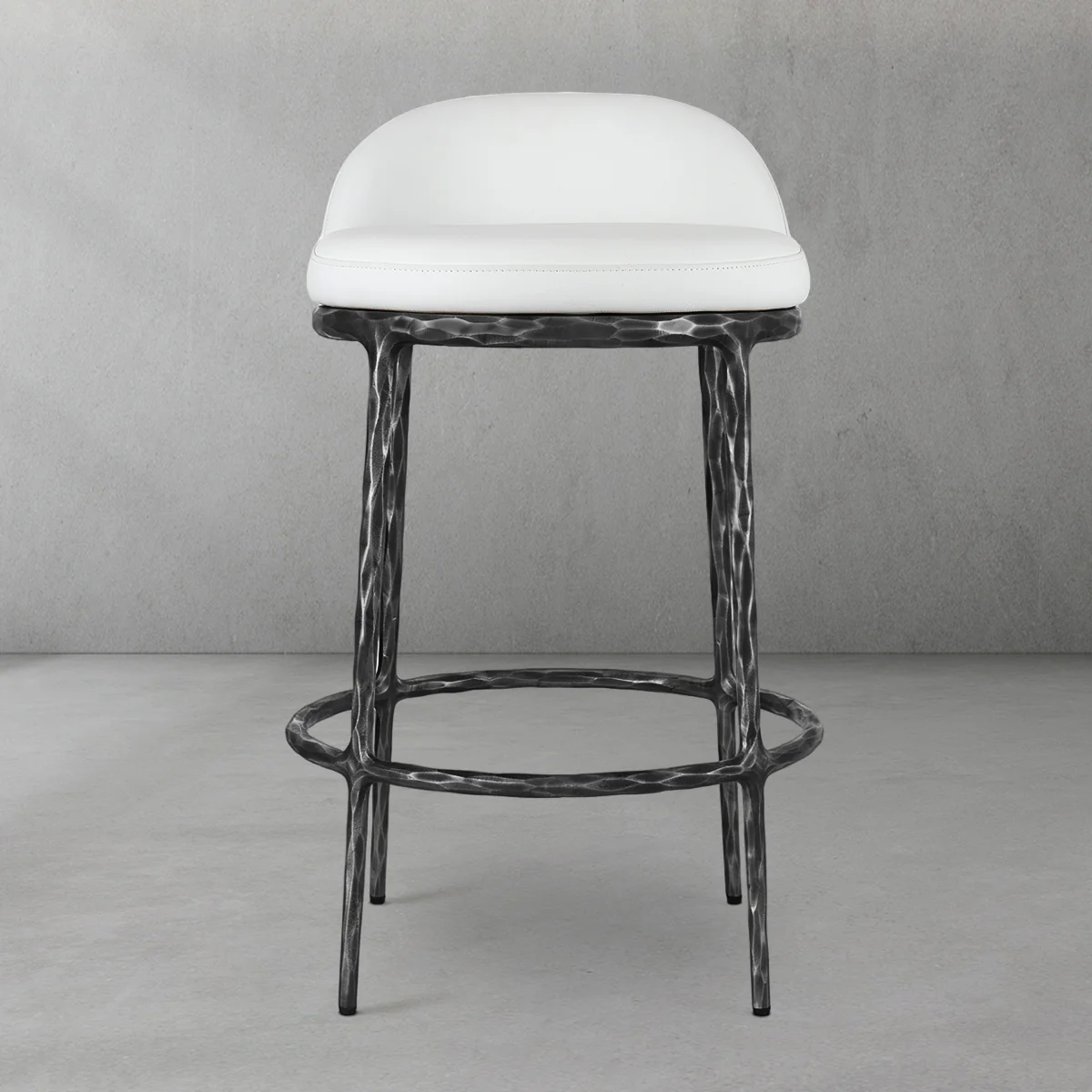 Hand-Forged Metal Bar Swivel Counter Stool - Image 16
