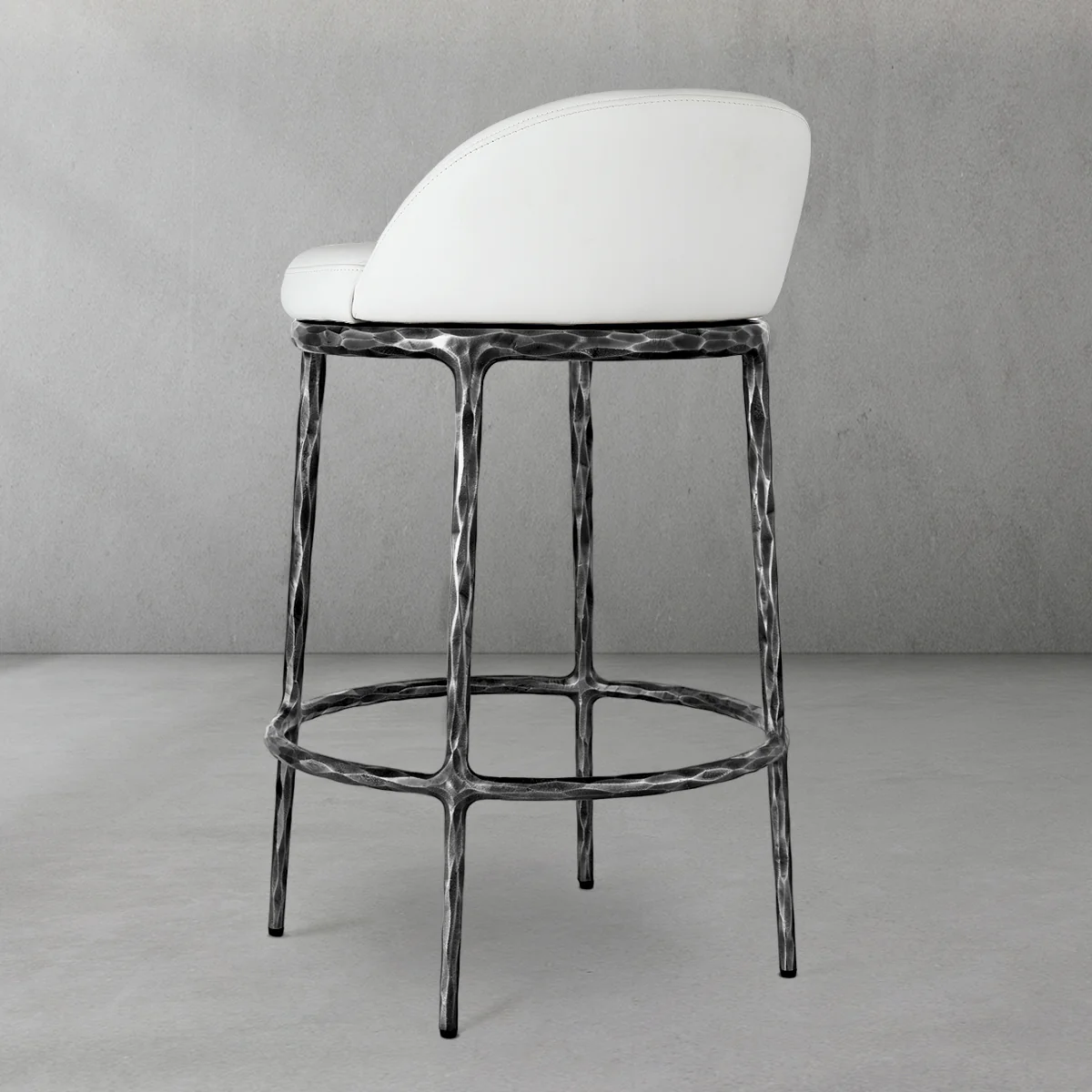 Hand-Forged Metal Bar Swivel Counter Stool - Image 18