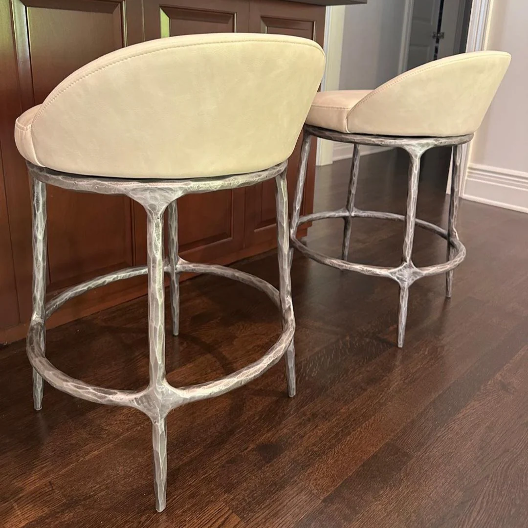 Hand-Forged Metal Bar Swivel Counter Stool - Image 22