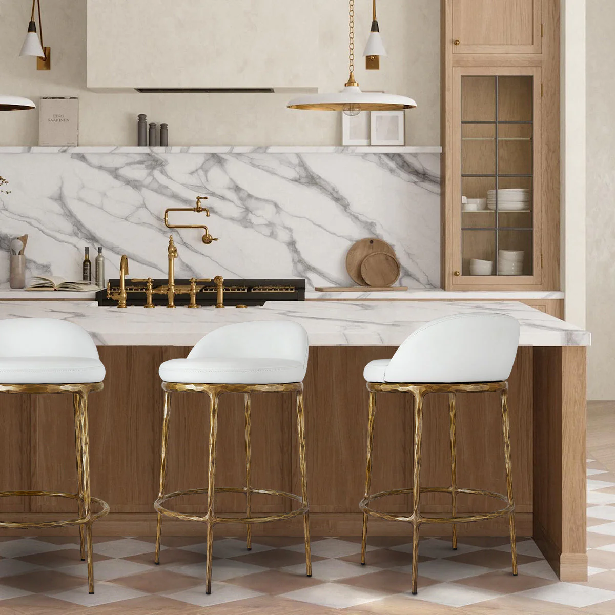 Hand-Forged Metal Bar Swivel Counter Stool - Image 9