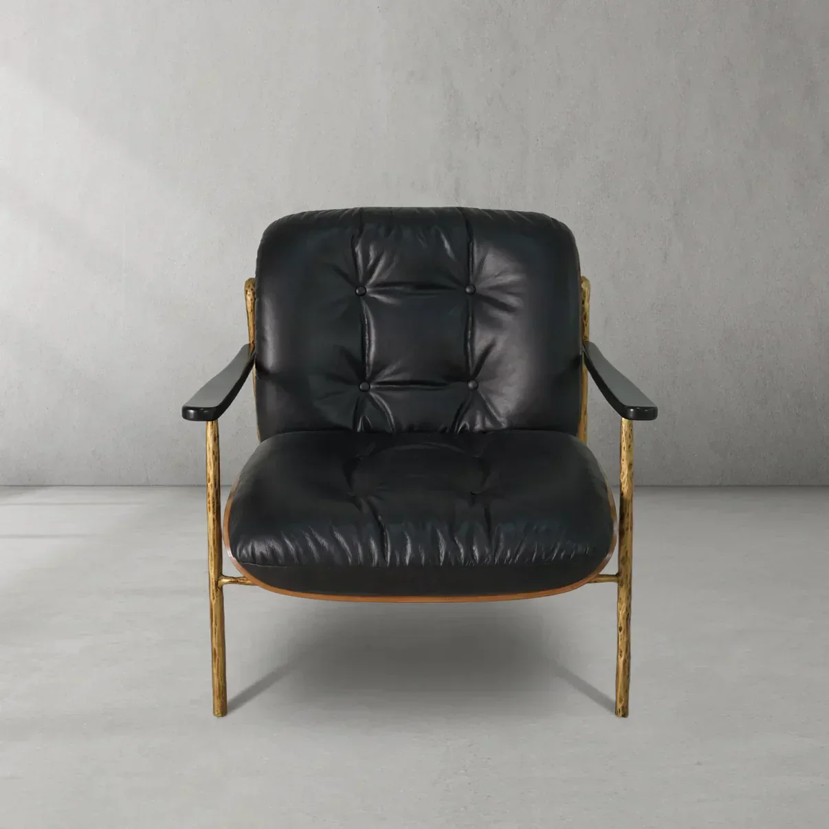 Hand-Forged Metal Black Leather Accent Chairs - Image 4