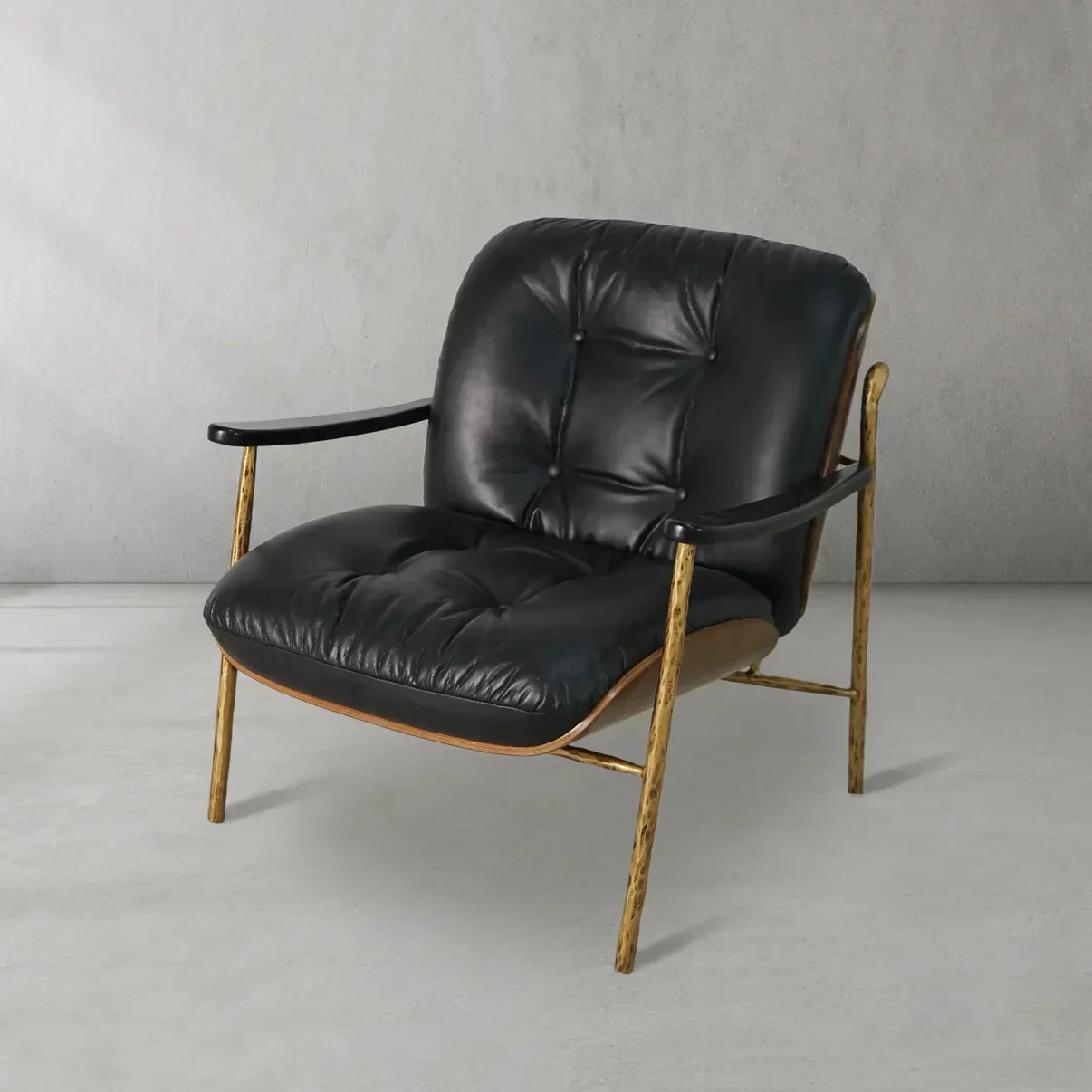 Hand-Forged Metal Black Leather Accent Chairs - Image 5