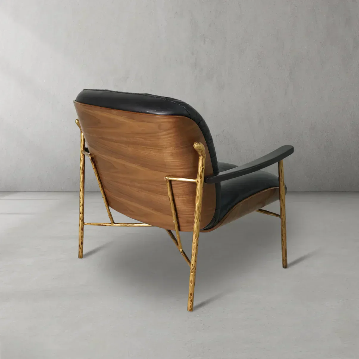 Hand-Forged Metal Black Leather Accent Chairs - Image 6