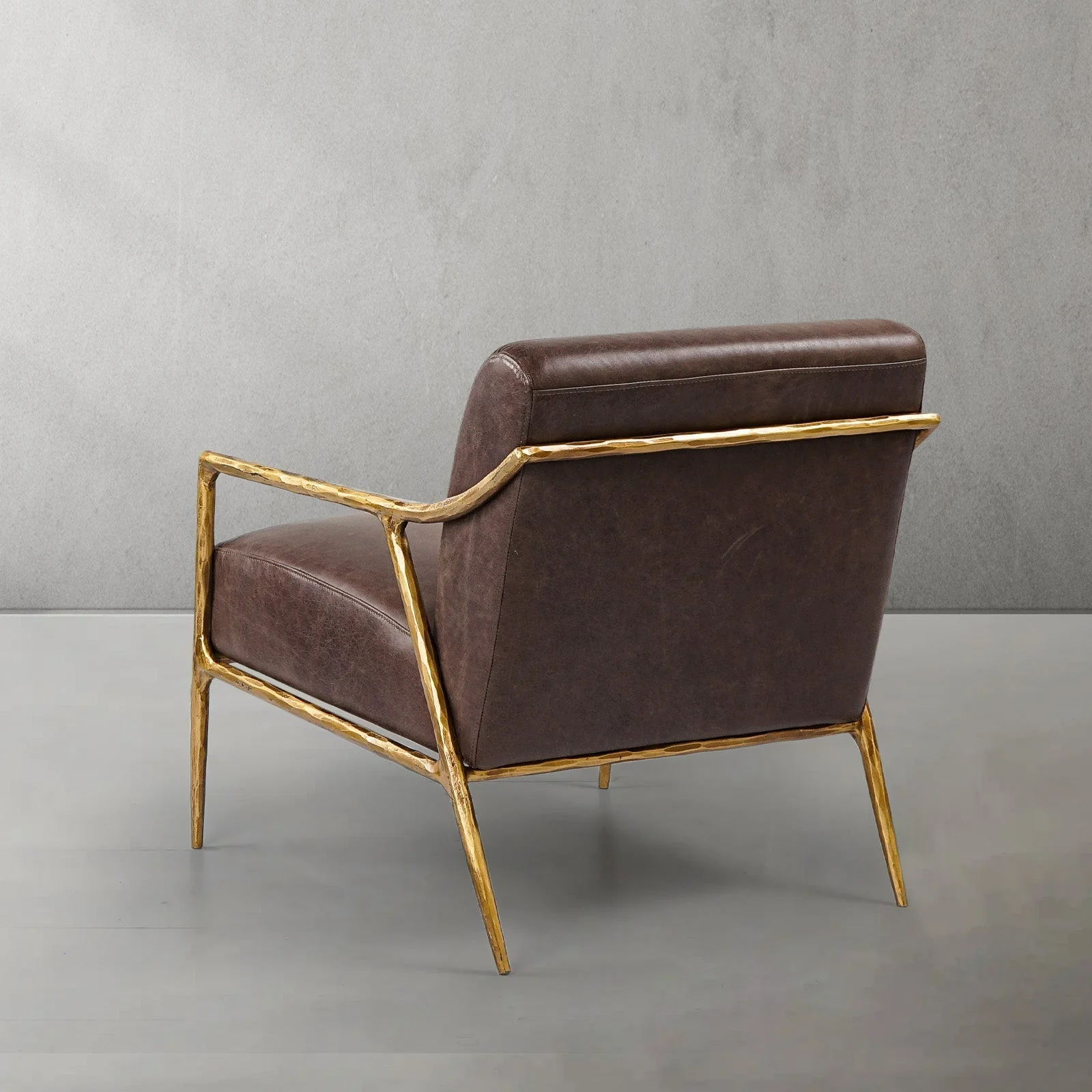 Hand-Forged Metal Brown Leather Accent Chair - Image 10