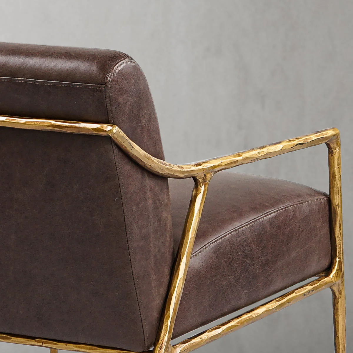 Hand-Forged Metal Brown Leather Accent Chair - Image 12
