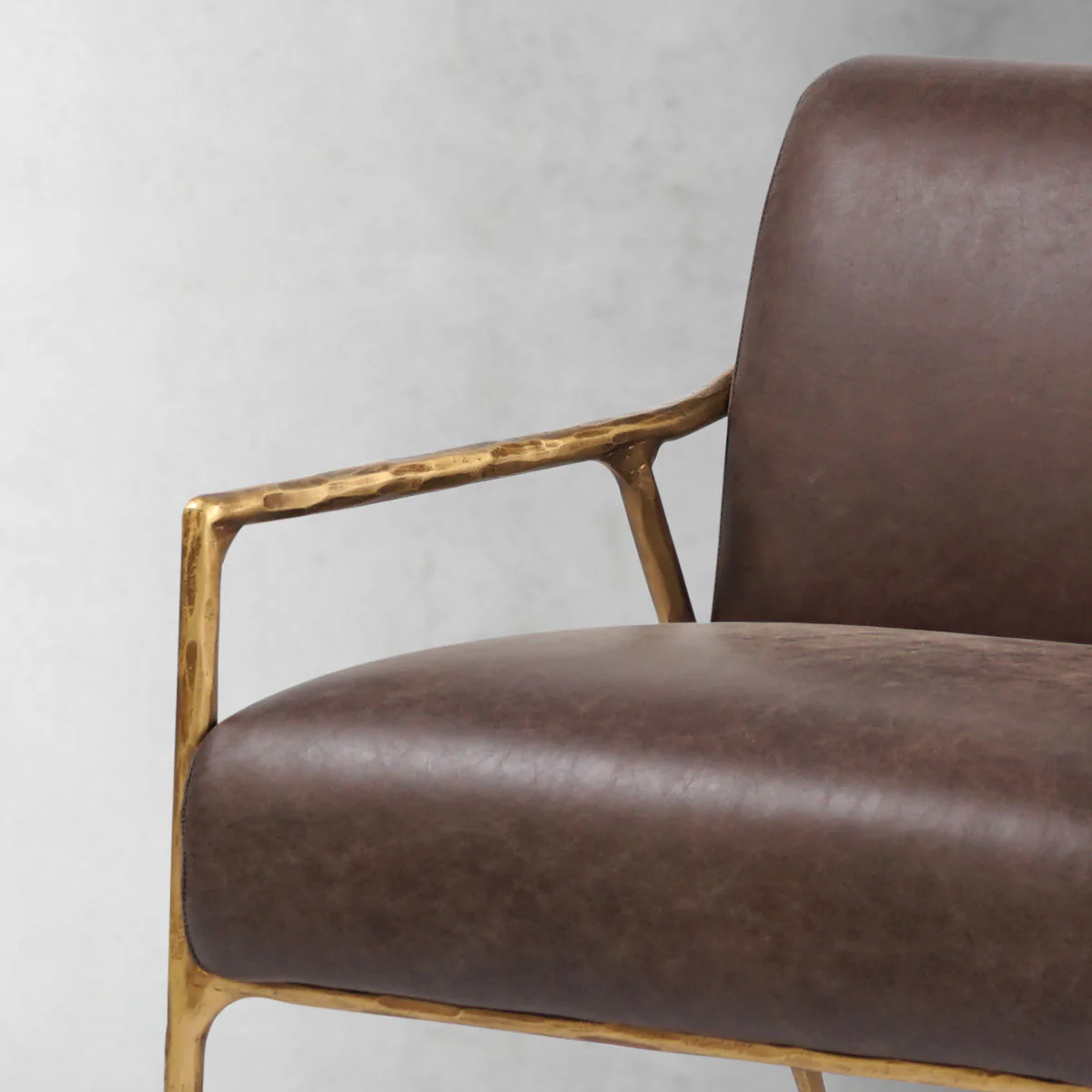 Hand-Forged Metal Brown Leather Accent Chair - Image 8