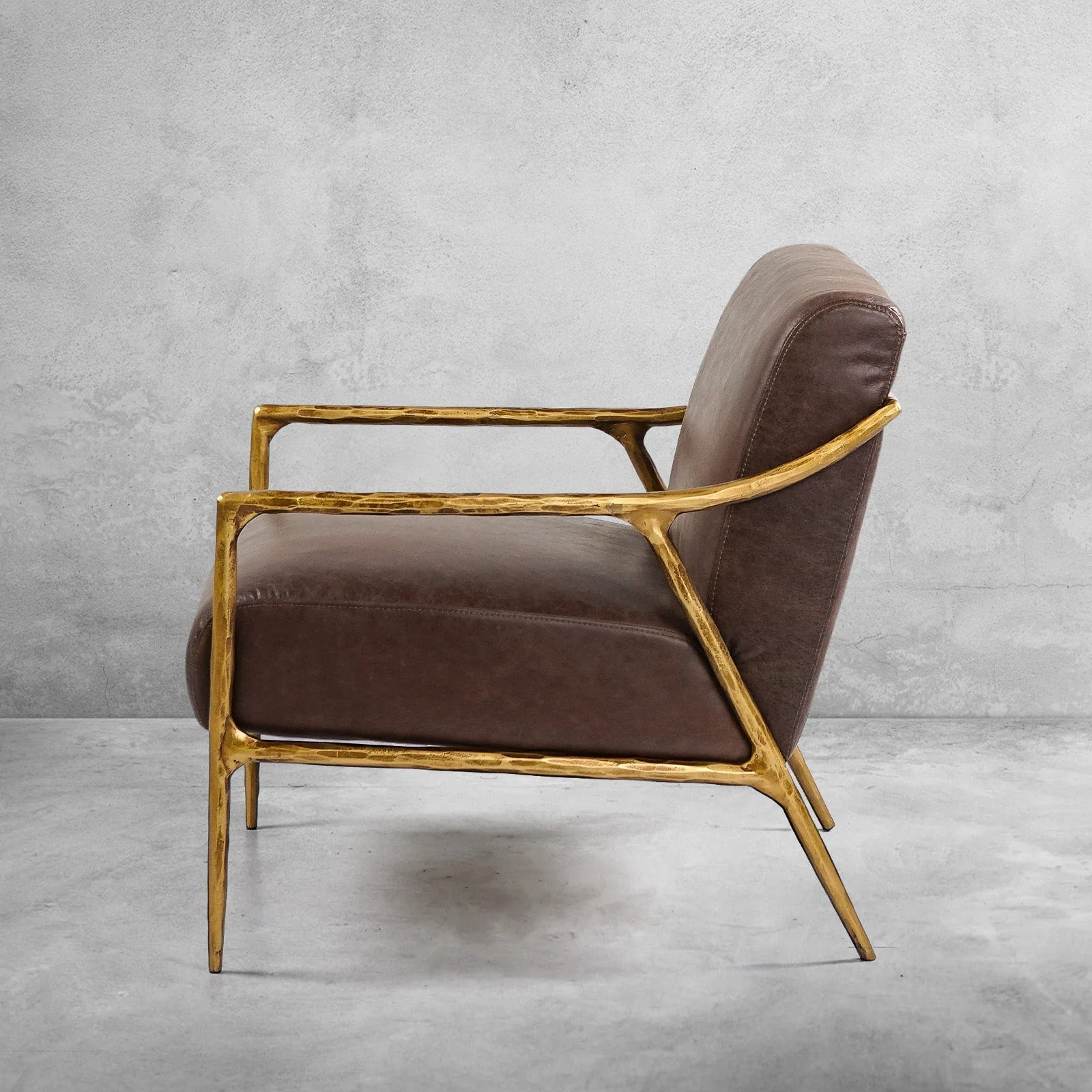 Hand-Forged Metal Brown Leather Accent Chair - Image 9