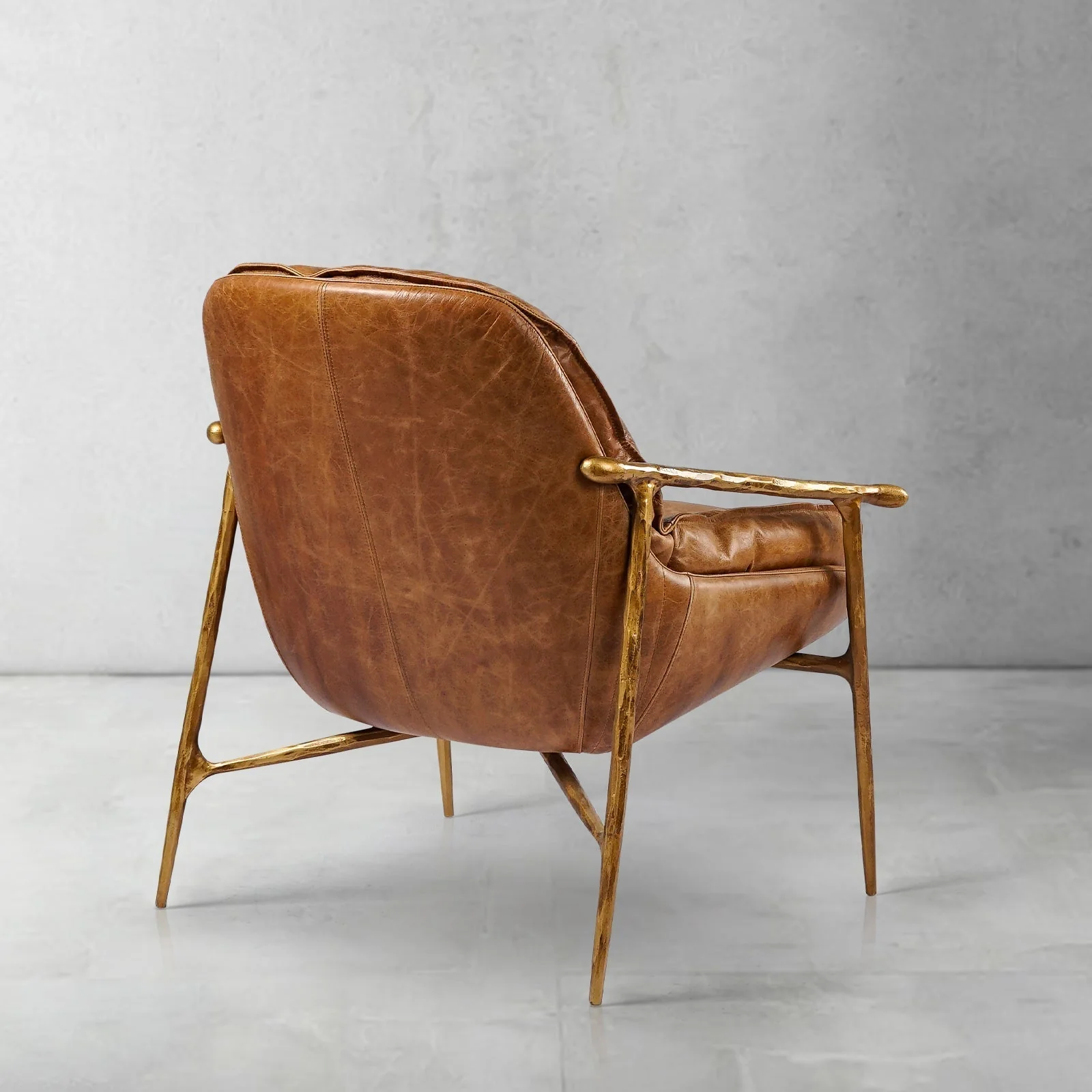 Hand-Forged Metal Brown Leather Accent Chairs - Image 13