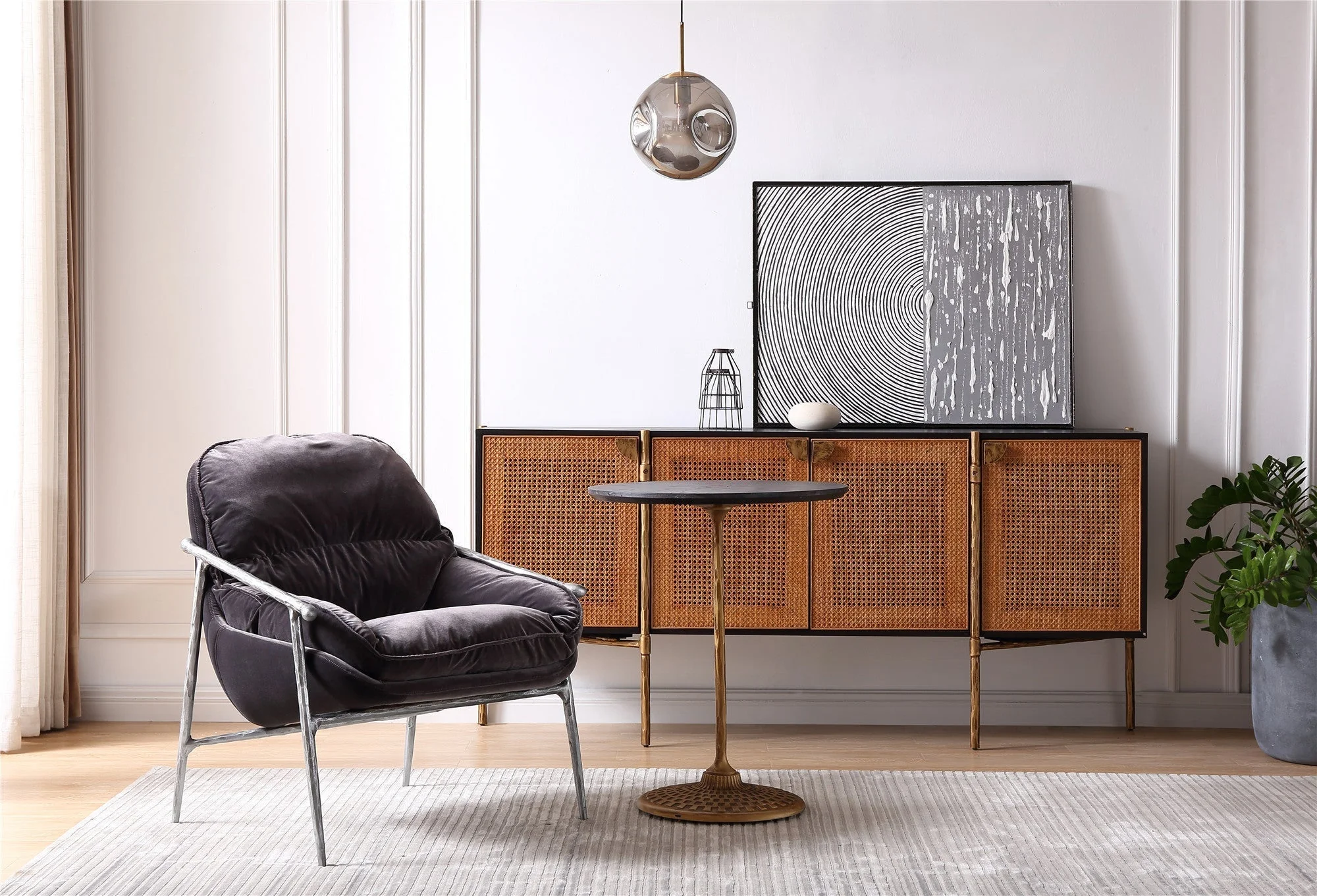 Hand-Forged Metal Brown Leather Accent Chairs - Image 19