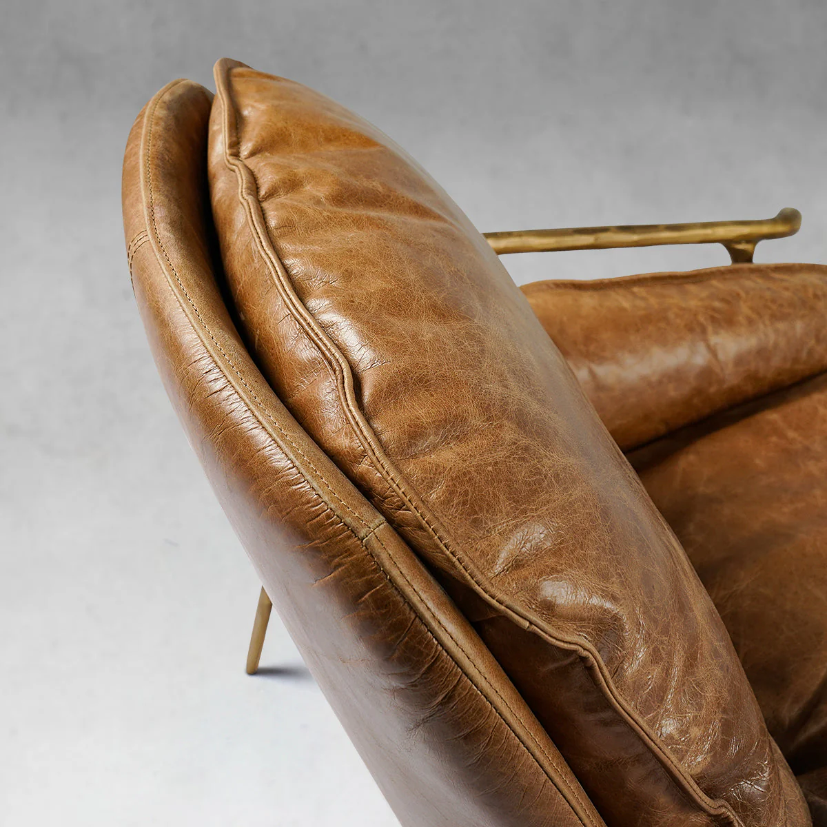 Hand-Forged Metal Brown Leather Accent Chairs - Image 5