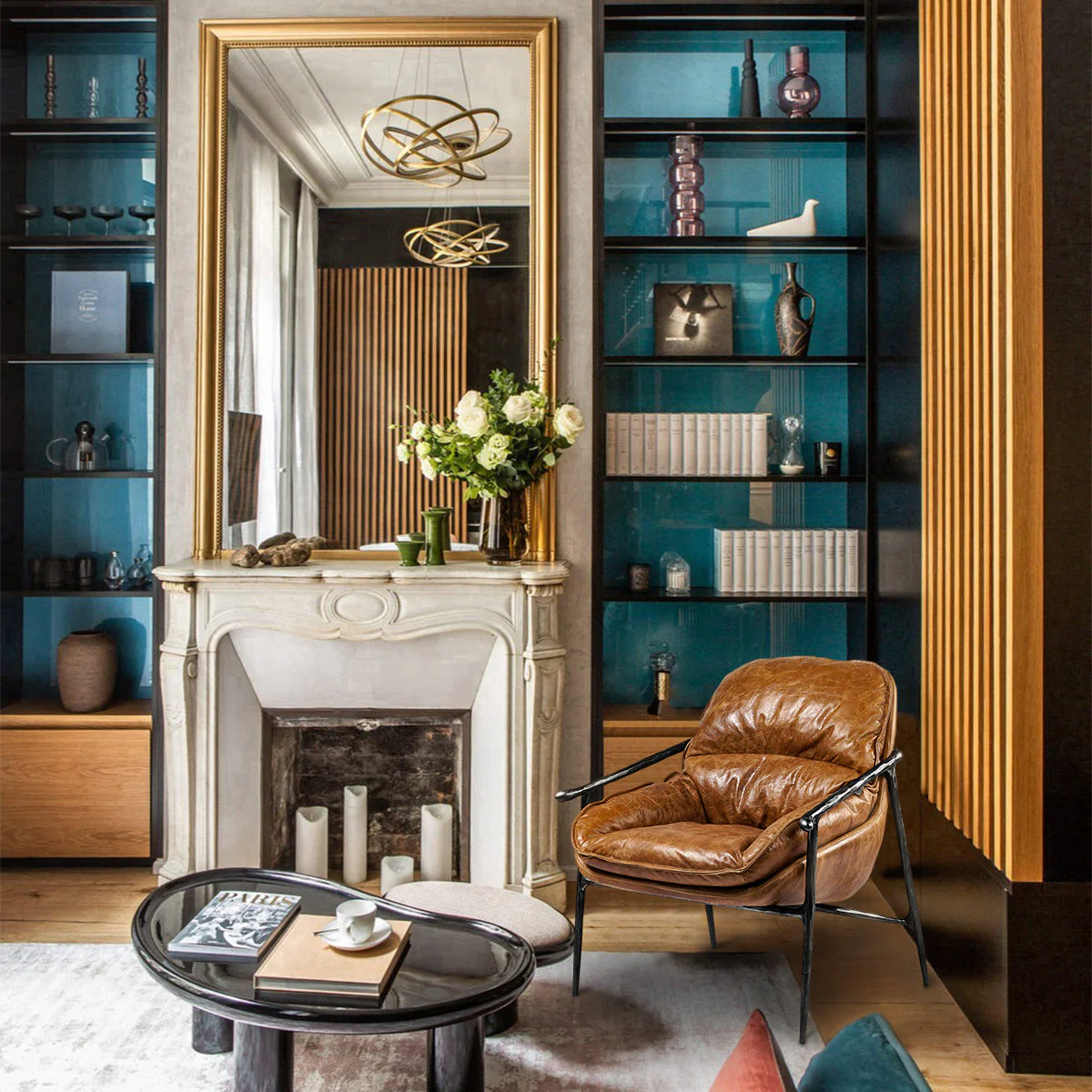 Hand-Forged Metal Brown Leather Accent Chairs - Image 7