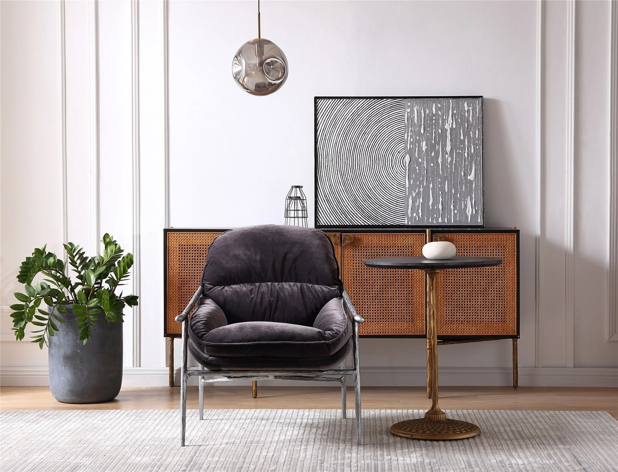 Hand-Forged Metal Brown Leather Accent Chairs - Image 9