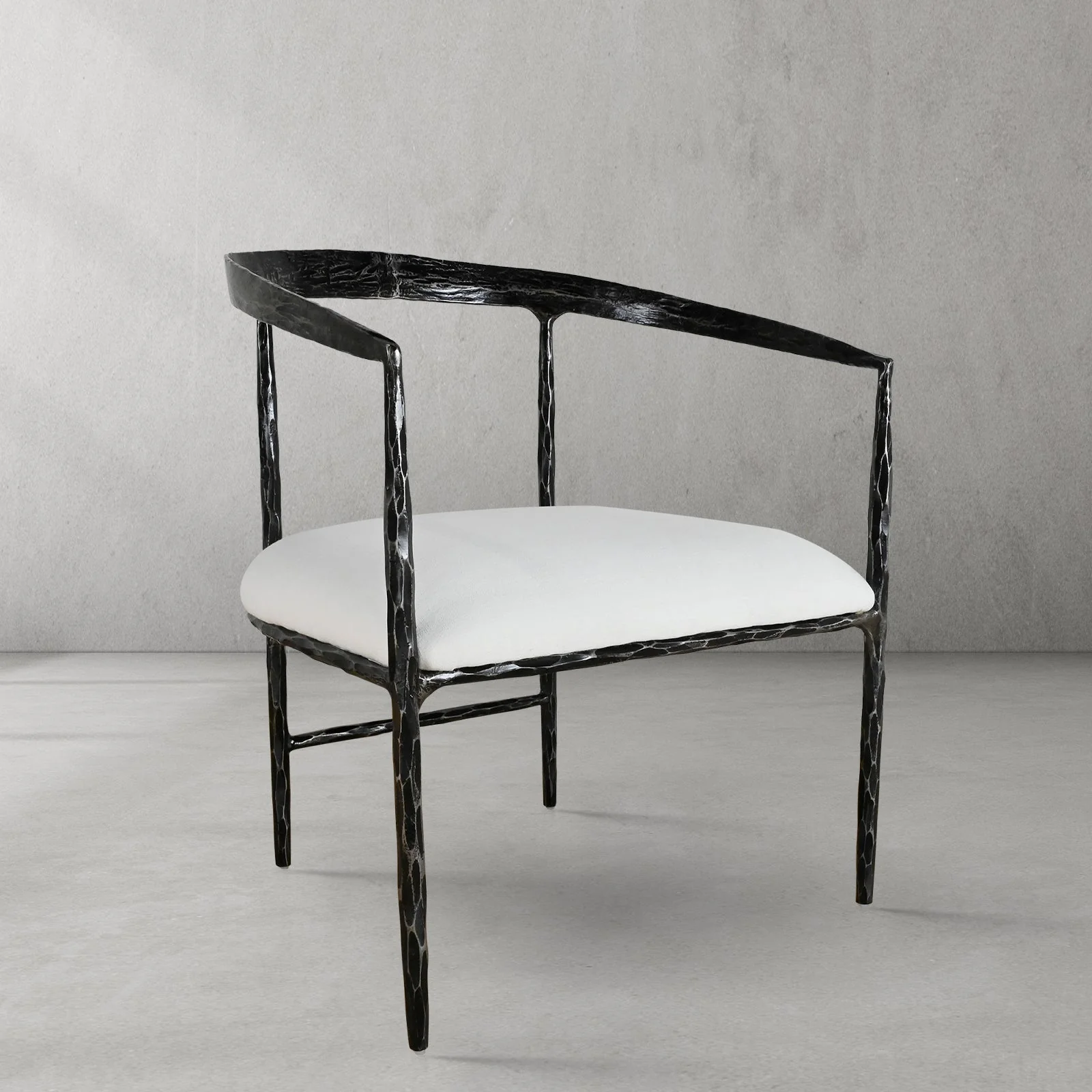 Hand-Forged Metal Curved Chair - Image 2