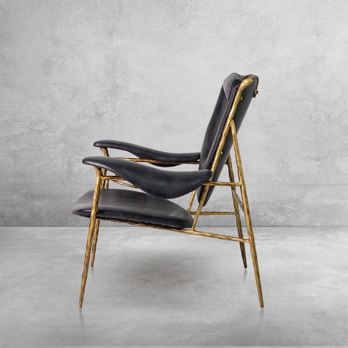 Hand-Forged Metal Enamel Wooden Plate Leather Armchair - Image 10