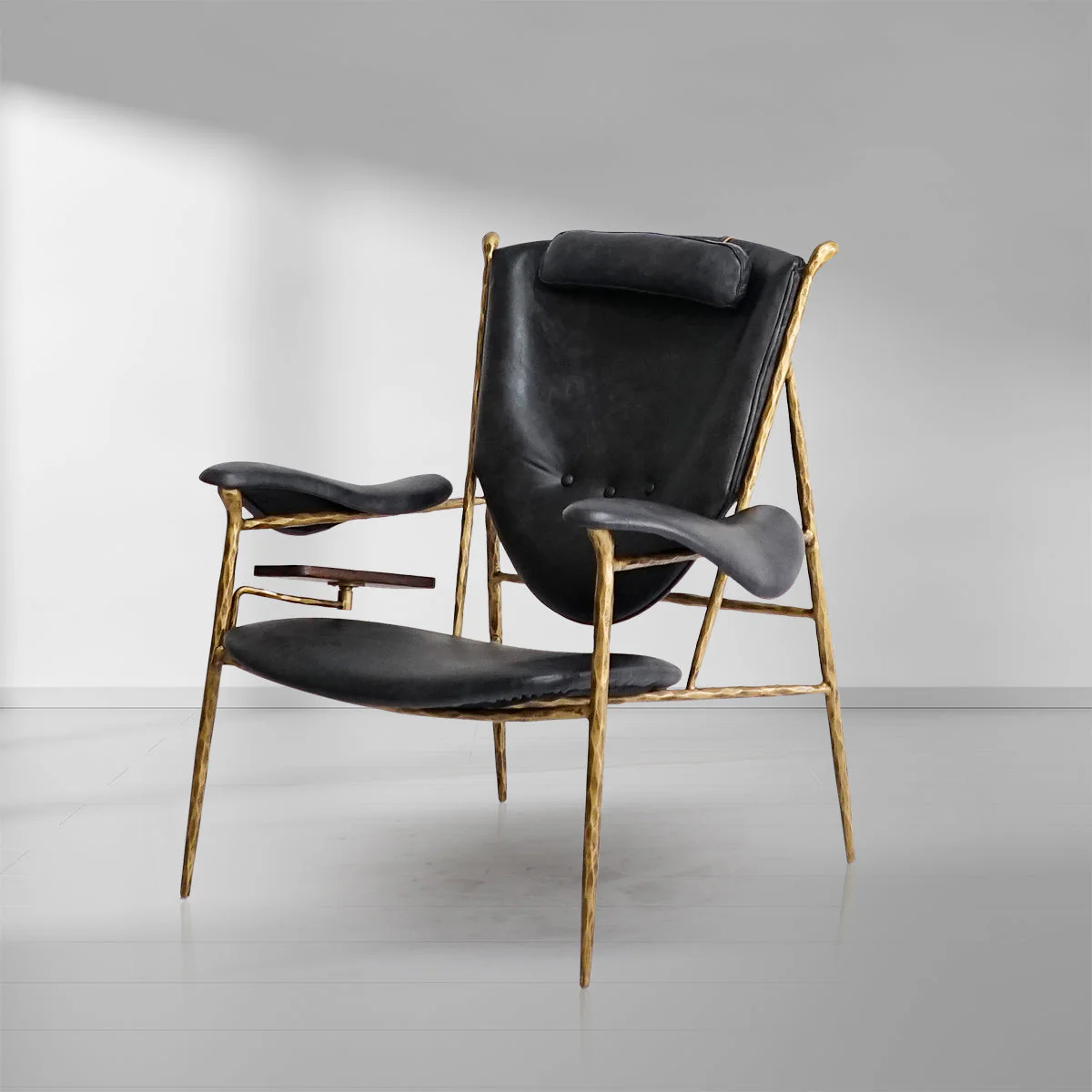Hand-Forged Metal Enamel Wooden Plate Leather Armchair - Image 16