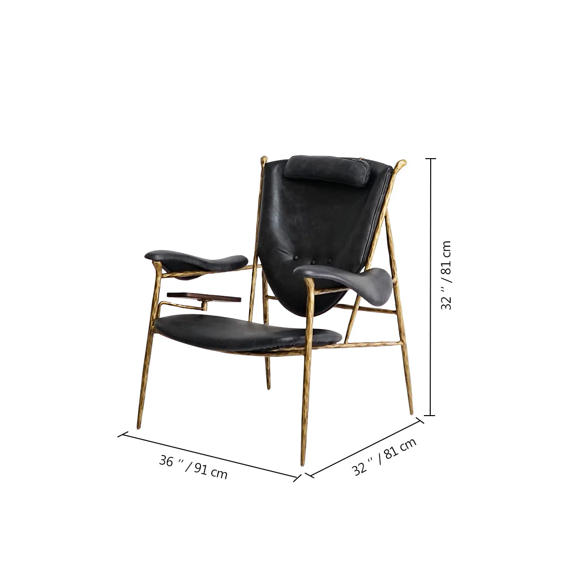 Hand-Forged Metal Enamel Wooden Plate Leather Armchair - Image 5