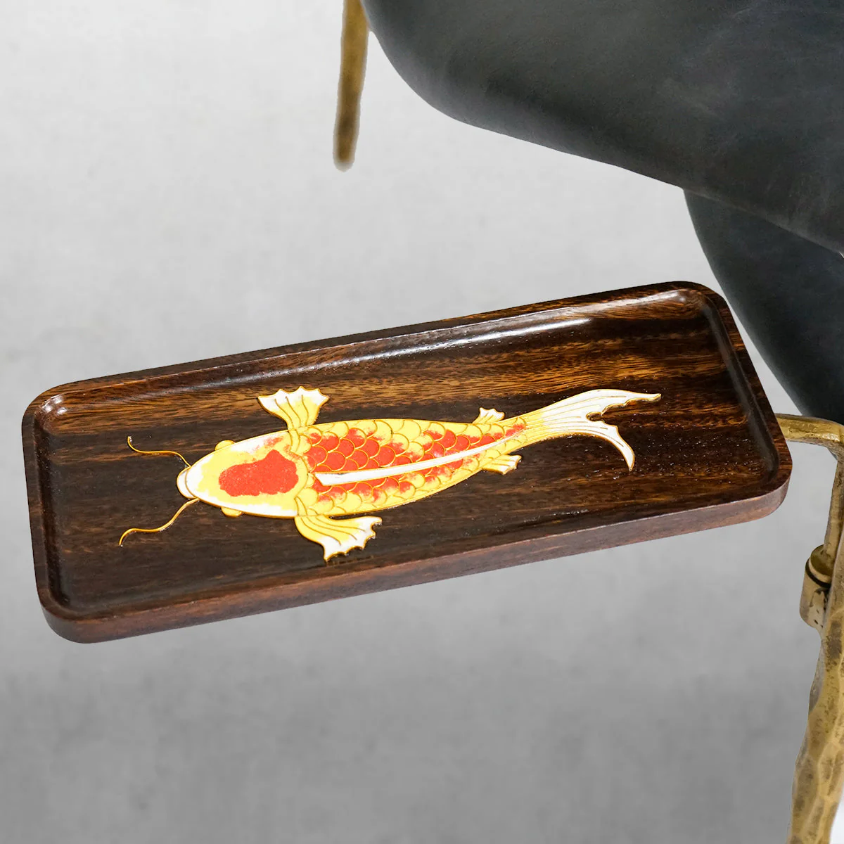 Hand-Forged Metal Enamel Wooden Plate Leather Armchair - Image 8