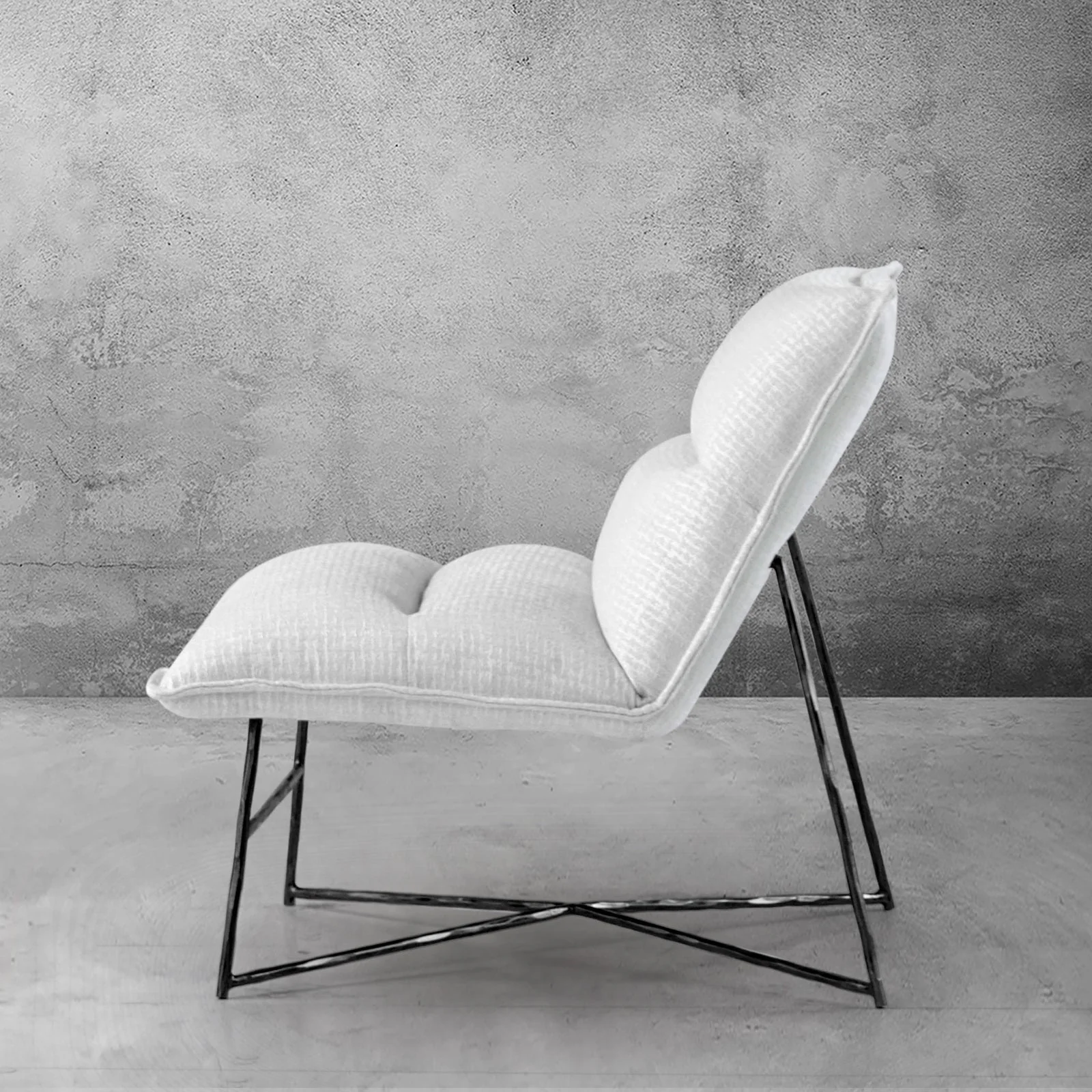 Hand-Forged Metal Fabric Lounge Chair - Image 10
