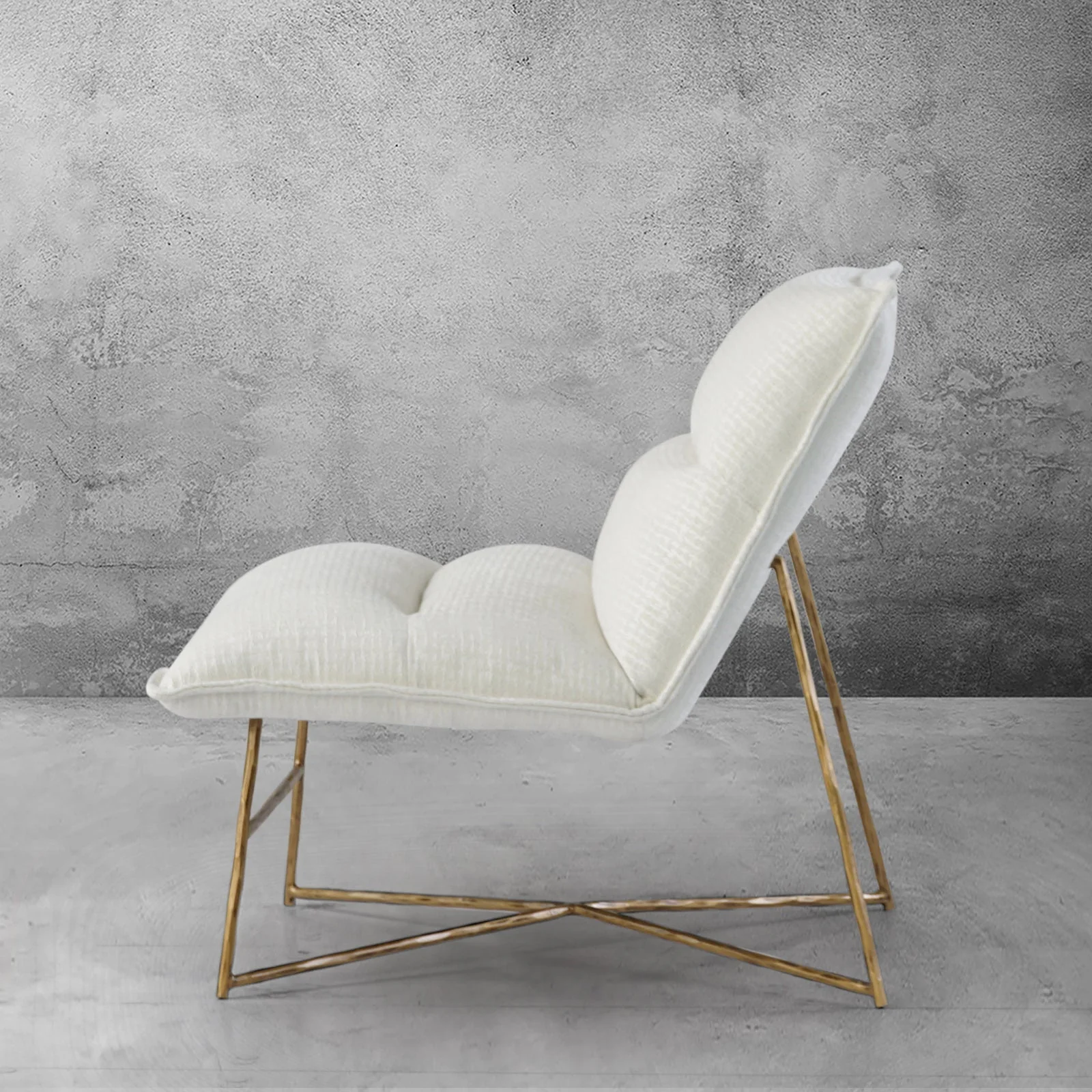 Hand-Forged Metal Fabric Lounge Chair - Image 3