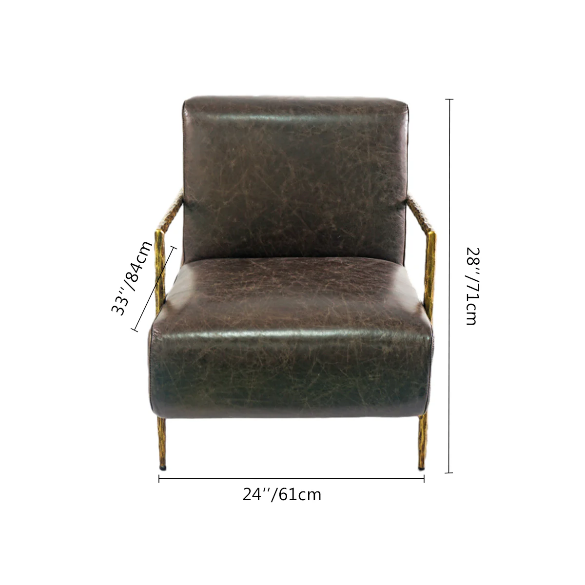 Hand-Forged Metal Genuine Brown Leather Accent Chair - Image 7