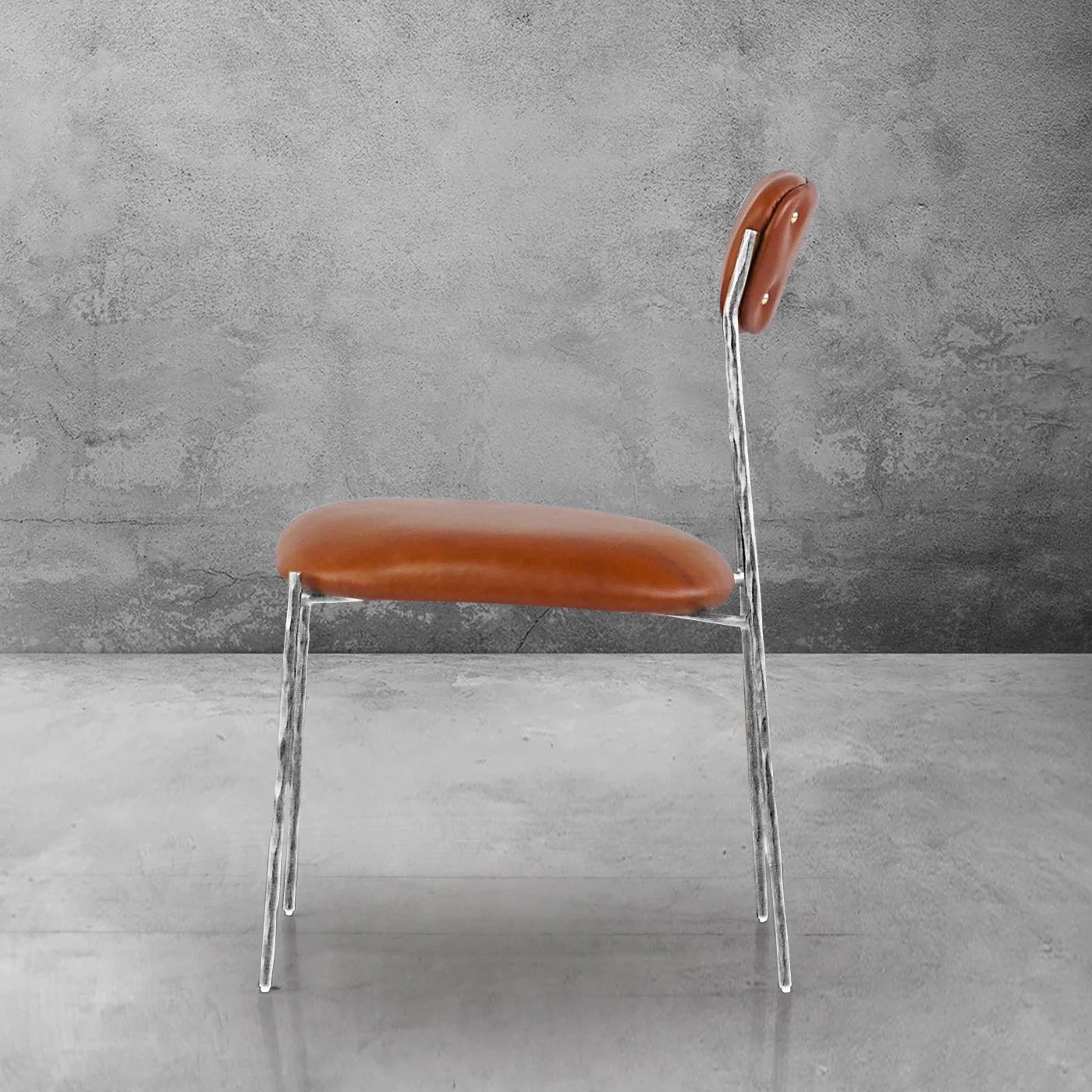Hand-Forged Metal Genuine Leather Dining Chair - Image 13