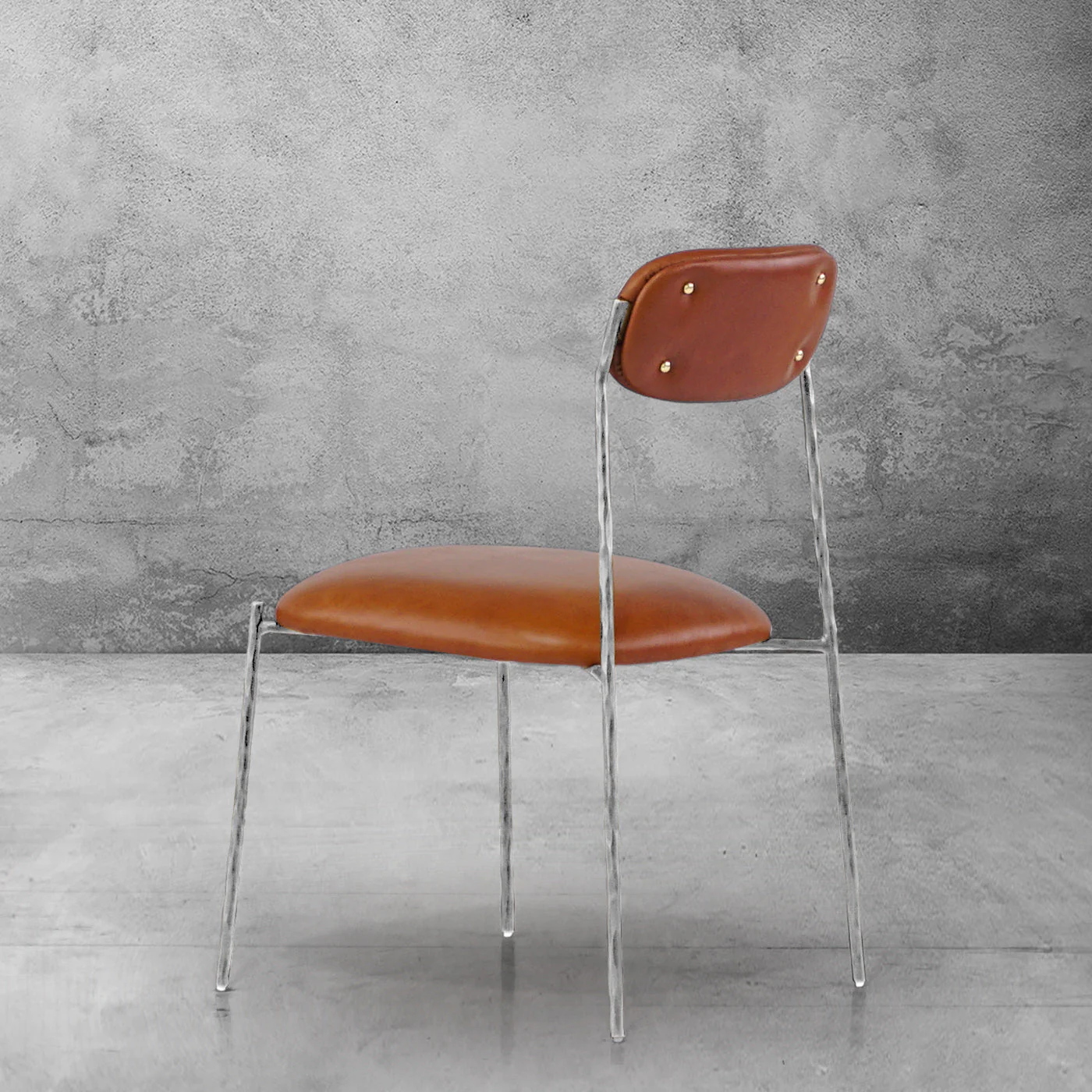 Hand-Forged Metal Genuine Leather Dining Chair - Image 14