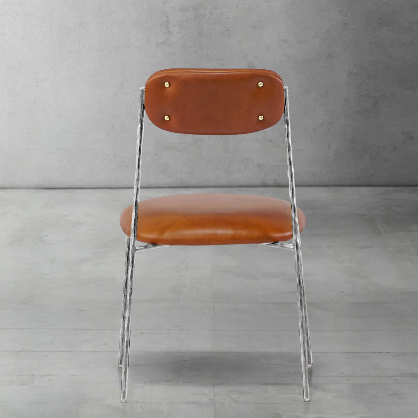Hand-Forged Metal Genuine Leather Dining Chair - Image 15